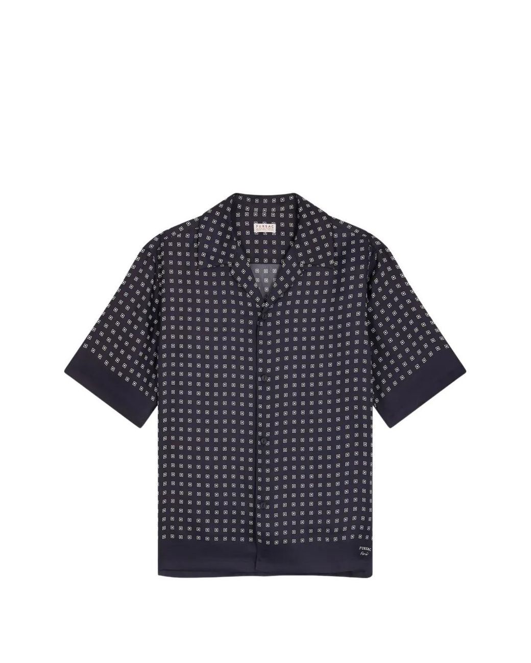 Fursac Blue Geometric-Pattern Short-Sleeve Shirt for men