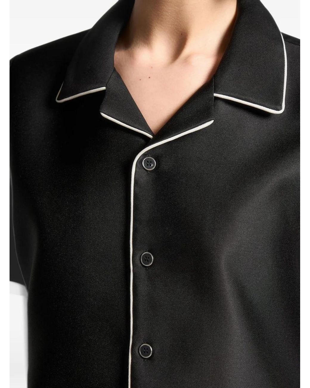 Manière De Voir Black Chemise Raccourcie En Satin Avec Liserés