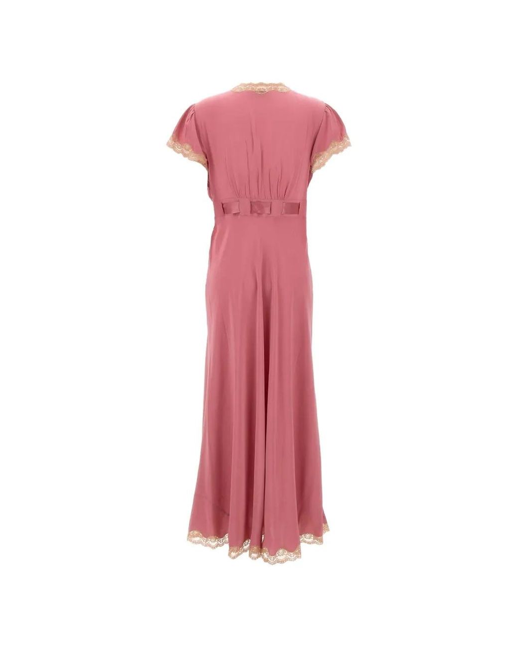 Rixo Pink Marlice Bow Lace Trim Dress