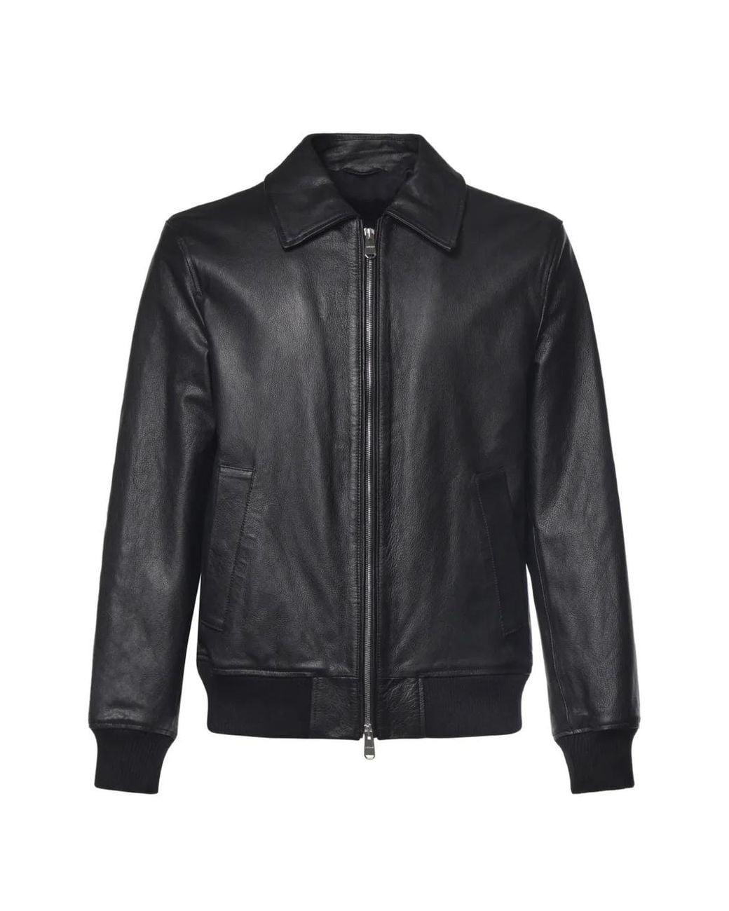 Dondup Gray Zip-Up Leather Jacket for men