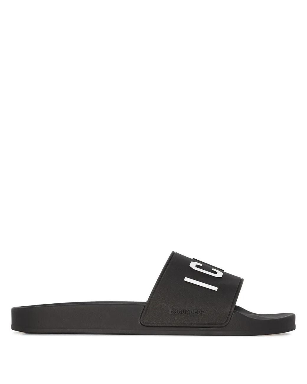 DSquared² Black Icon Embossed Print Sliders for men