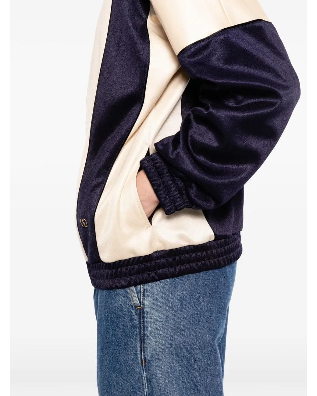 Valentino Garavani Blue Logo-Patched Zip-Up Sweatshirt for men