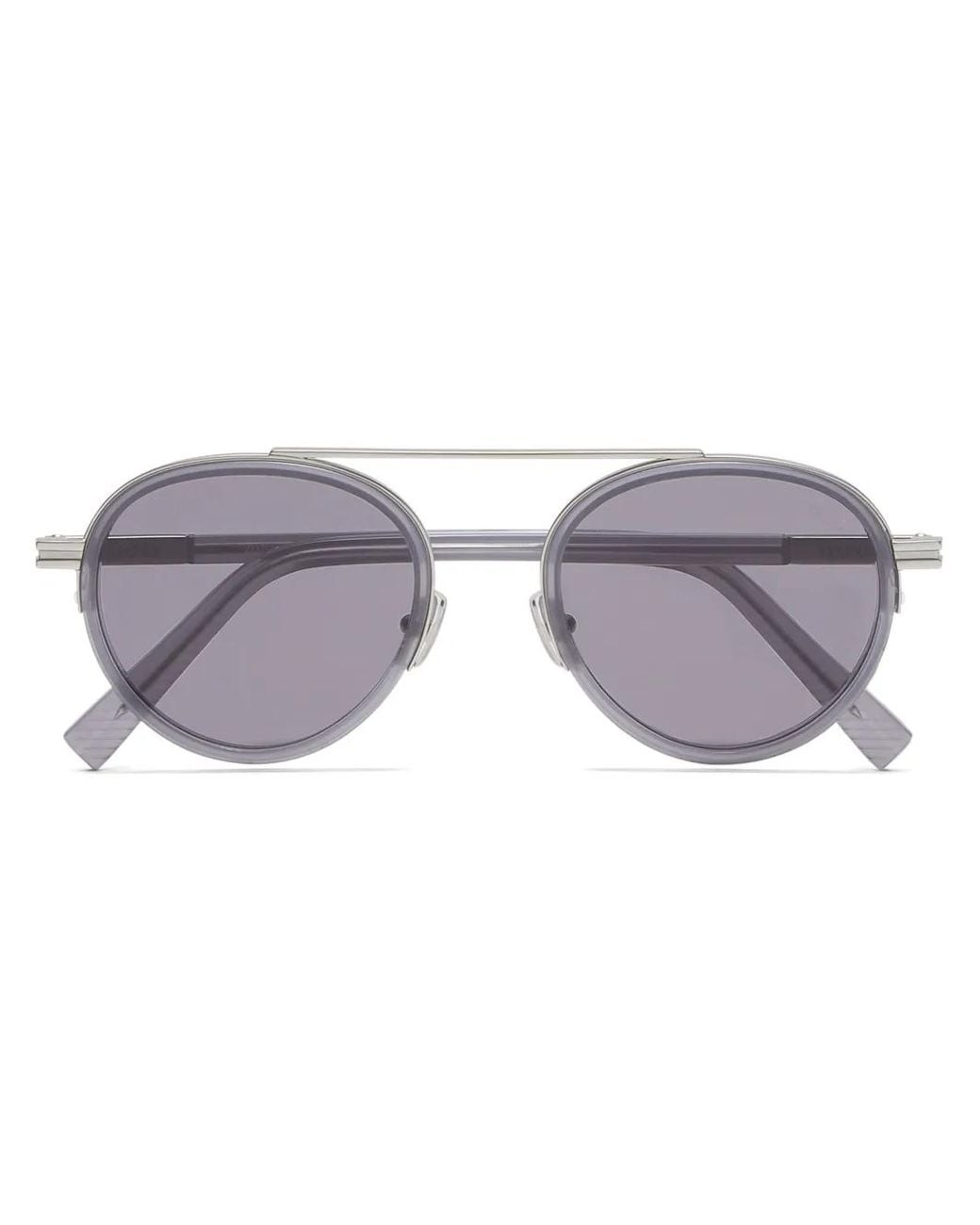 Zegna Gray Pilot-Frame Sunglasses for men