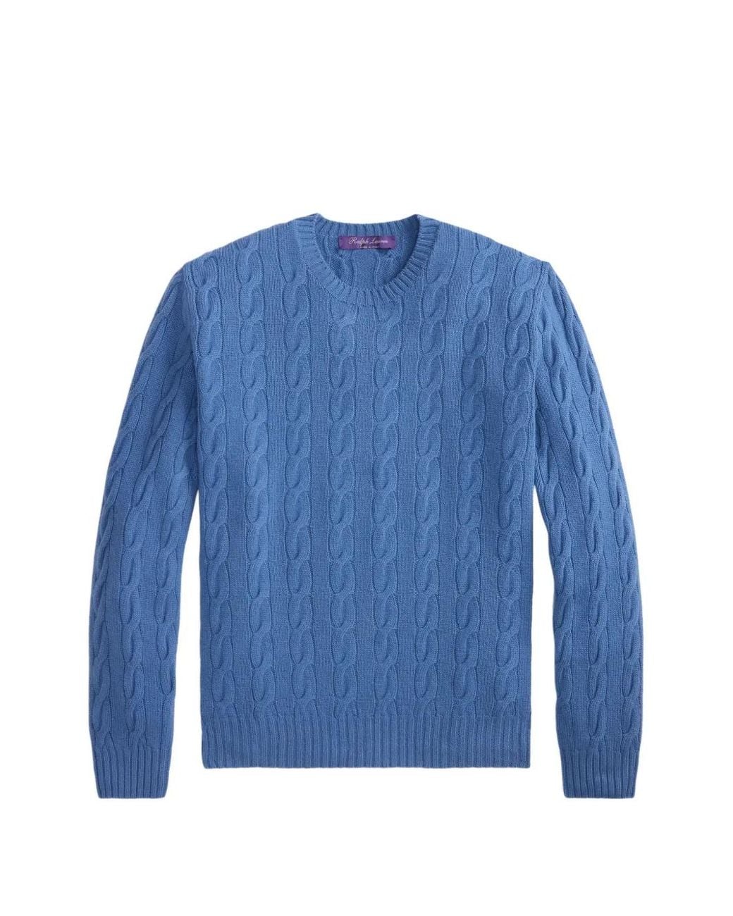 Ralph Lauren Blue Pull En Maille Torsadée for men