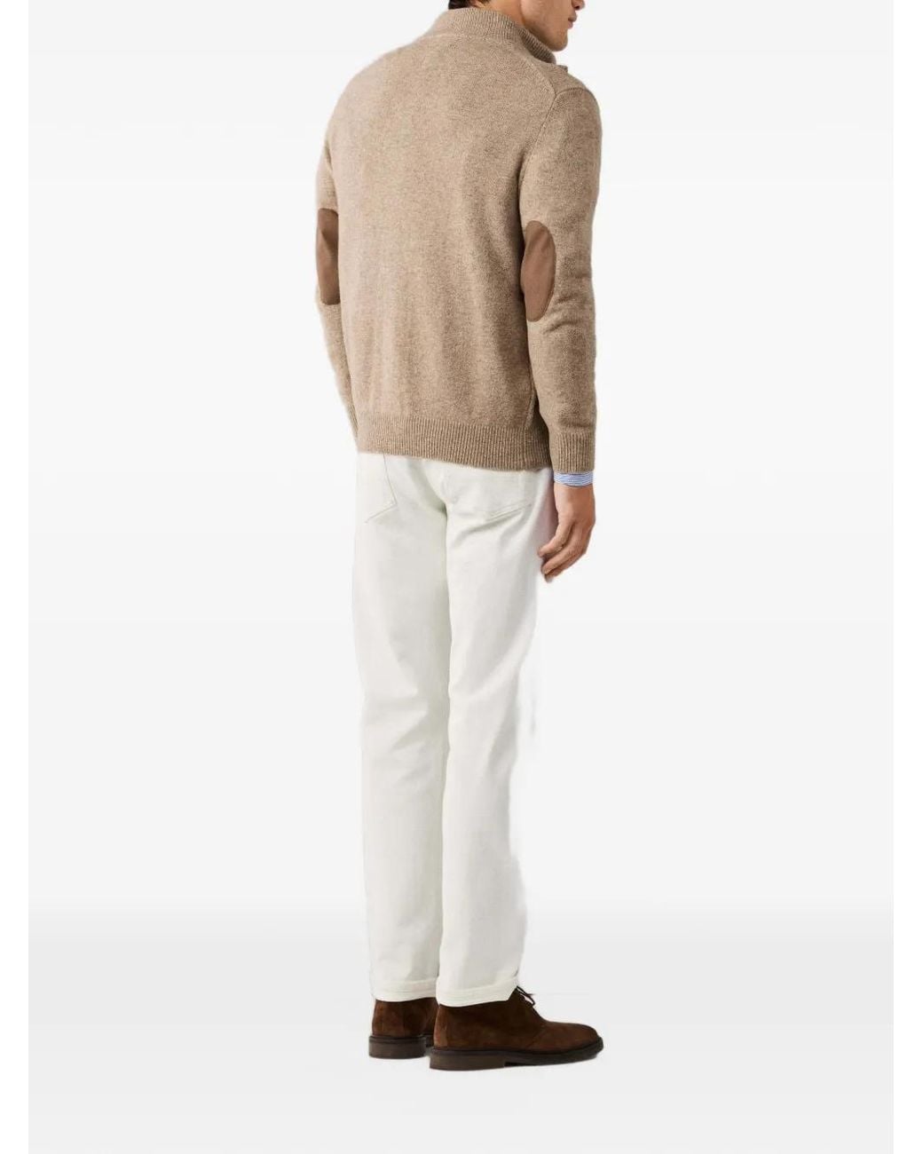 Hackett Natural Zip-Up Lambswool Cardigan for men