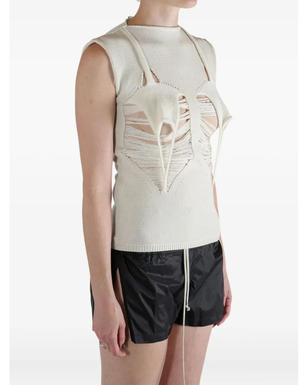 Rick Owens White Cut-Out Sleeveless Top