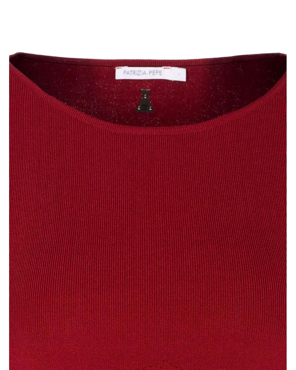Patrizia Pepe Red Ribbed Belt-Detail Sweater