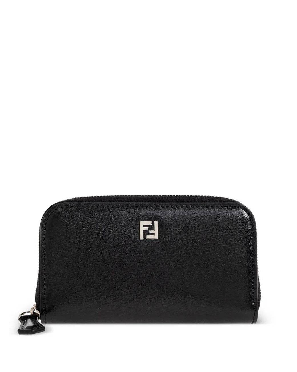 Fendi Black Ff Squared Zip-Around Mini Leather Wallet for men