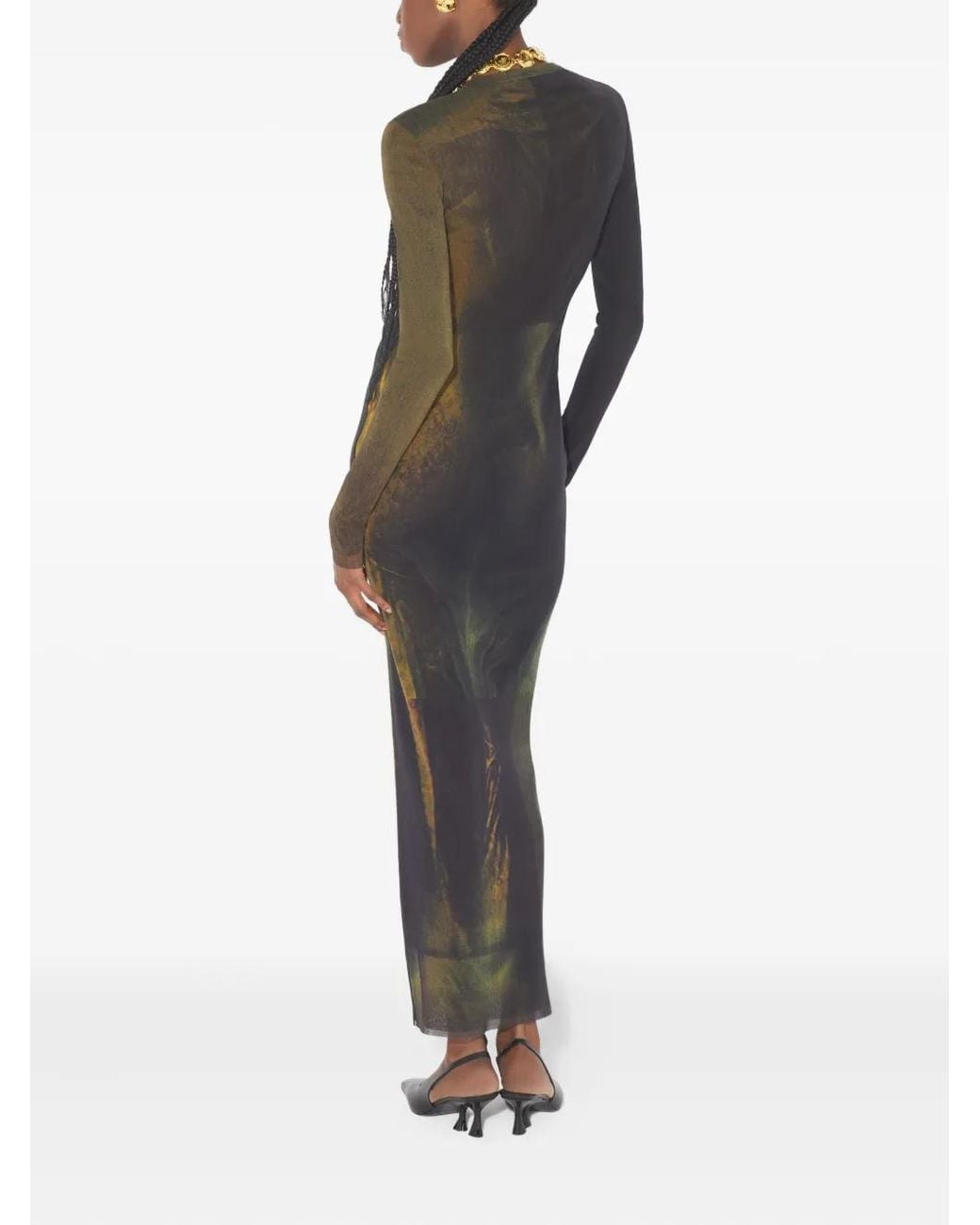 Jean Paul Gaultier Brown The Acid Water Printed Maxi Dress