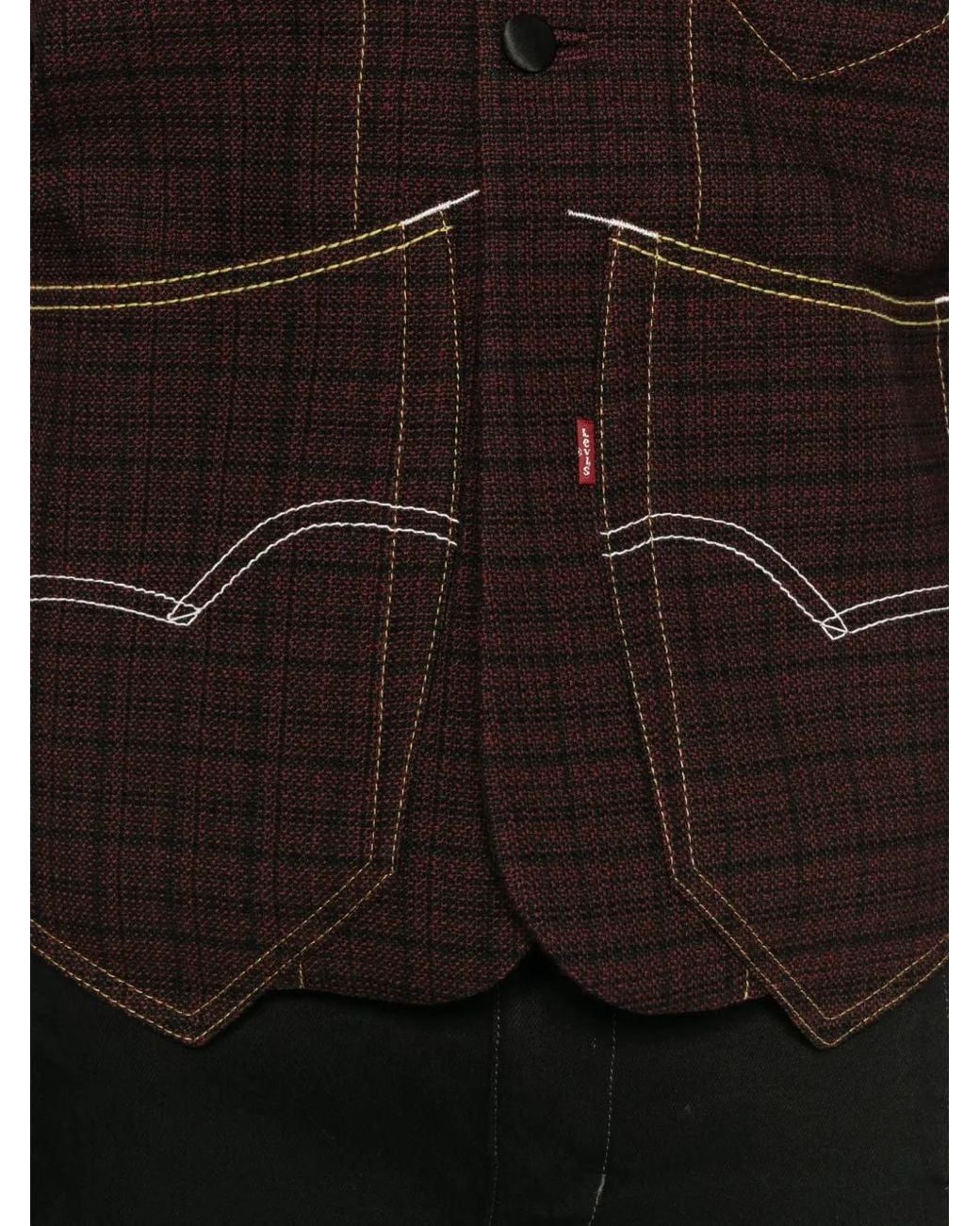 Junya Watanabe Brown X Levi's Check Contrast-Stitch Shirt Jacket for men