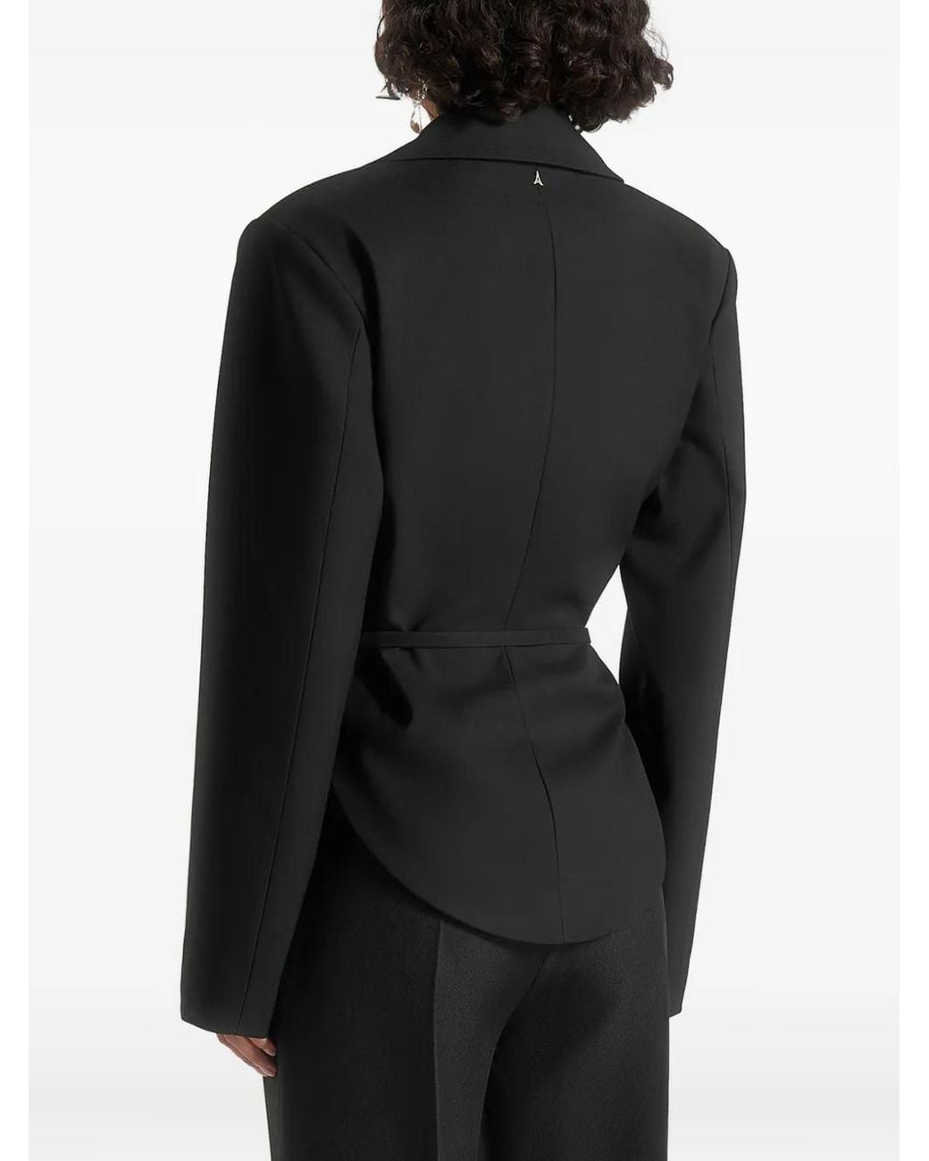 Manière De Voir Black Yuna Plunge Tailored Blazer With Belt