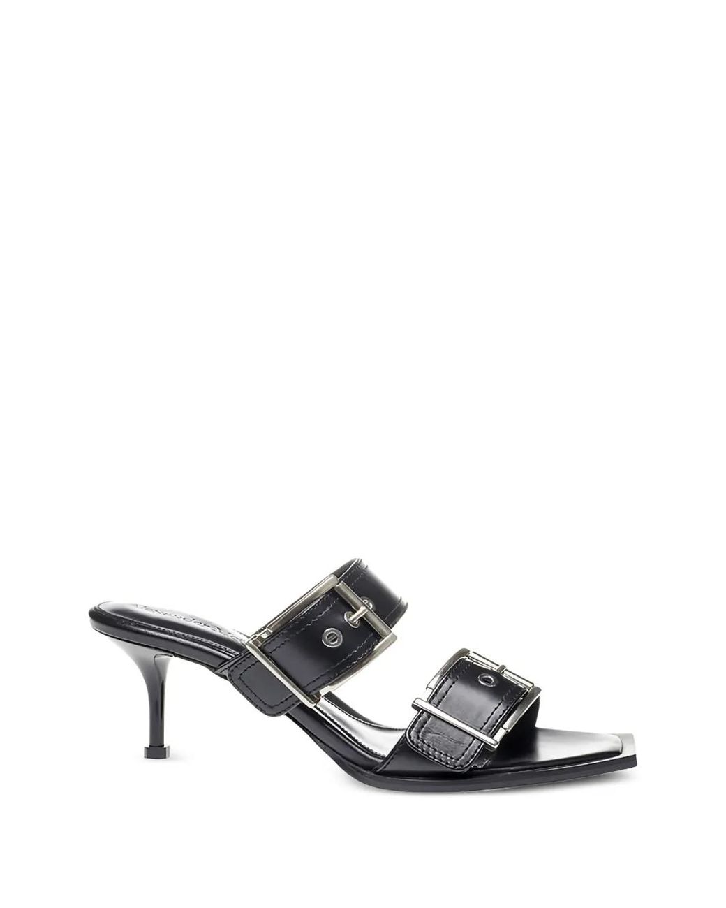 McQueen White Elevate Your Steps Buckle-Fastening Leather Sandals