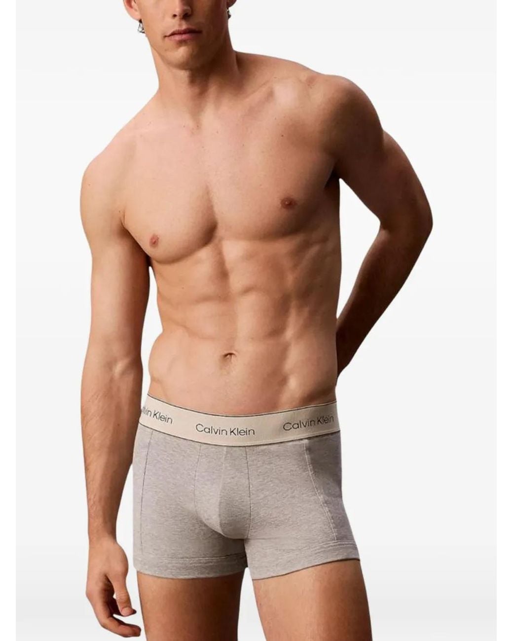 Calvin Klein Gray Logo-Waistband Boxers (Set Of Three) for men