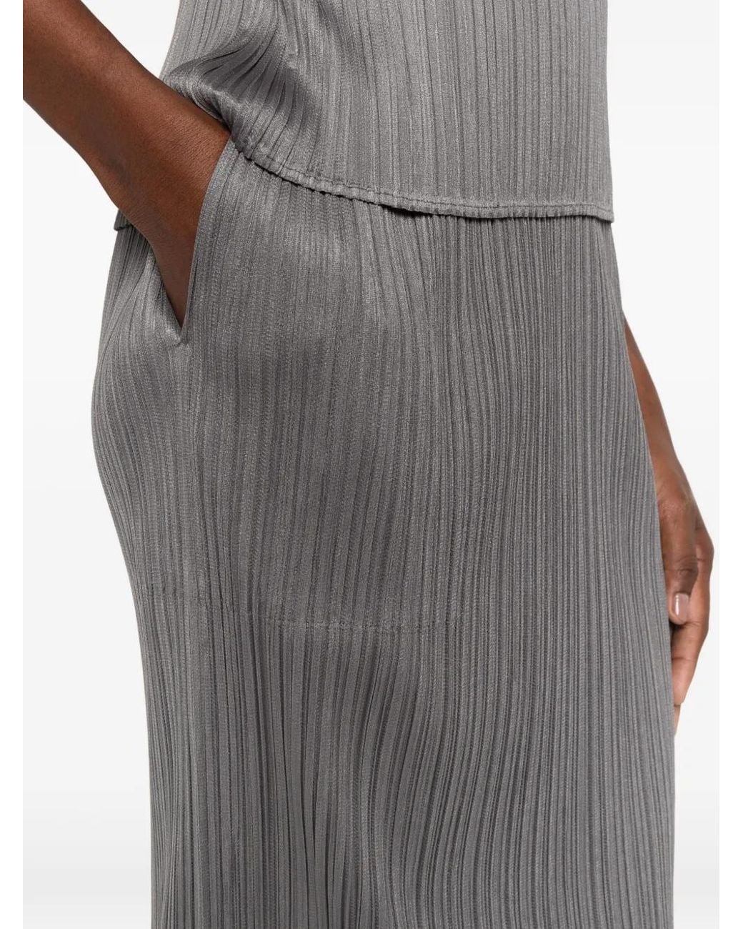 Pleats Please Issey Miyake Gray Pleated Midi Skirts