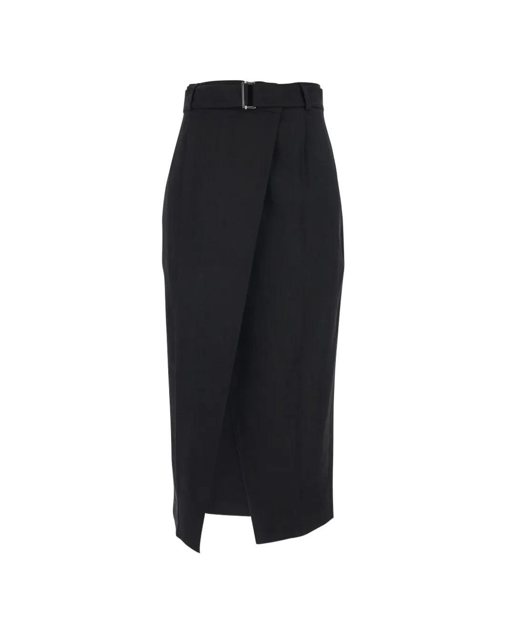 Tela Black Belted Wrap Midi Skirt