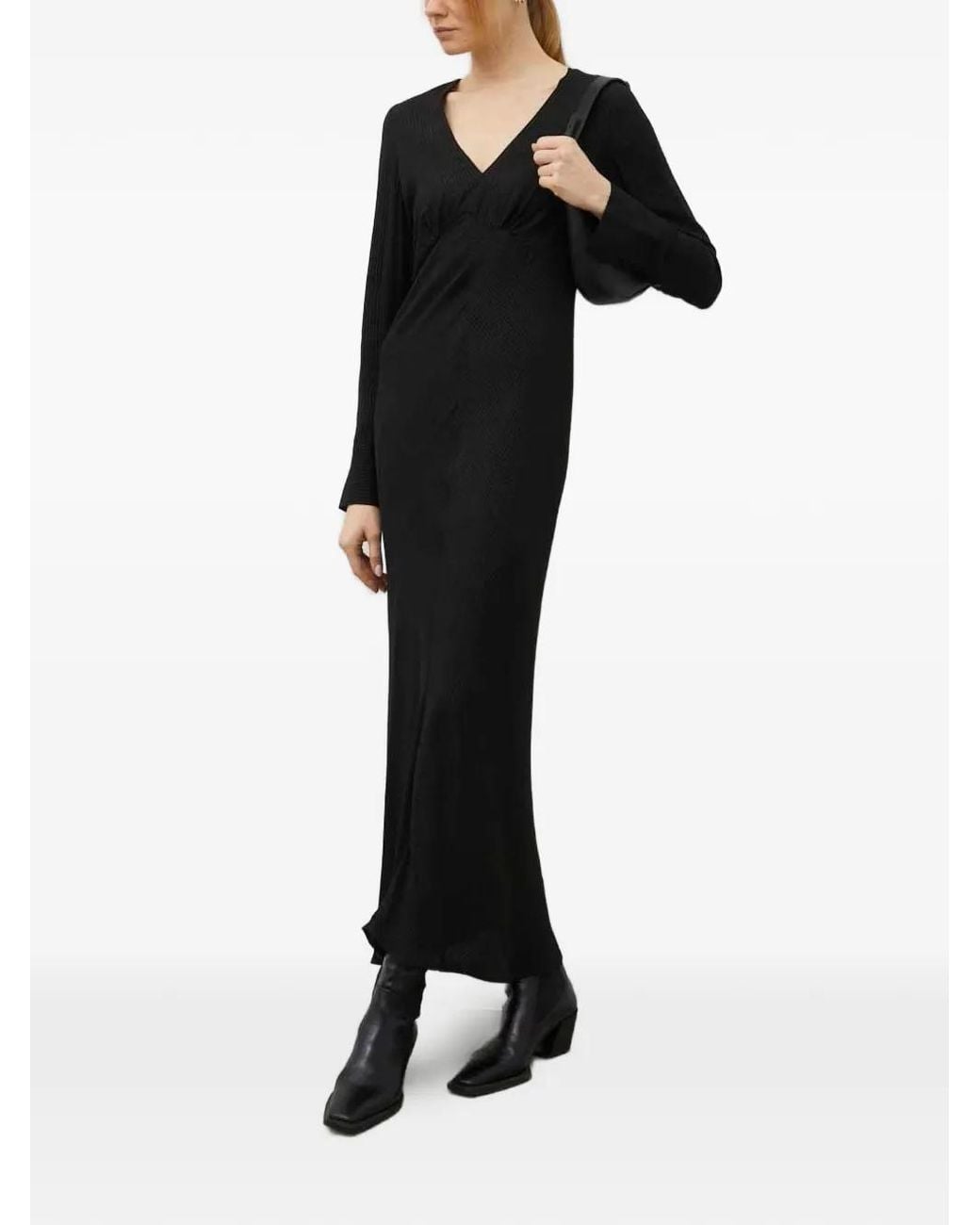 Herskind Black V-Neck Long-Sleeve Maxi Dress