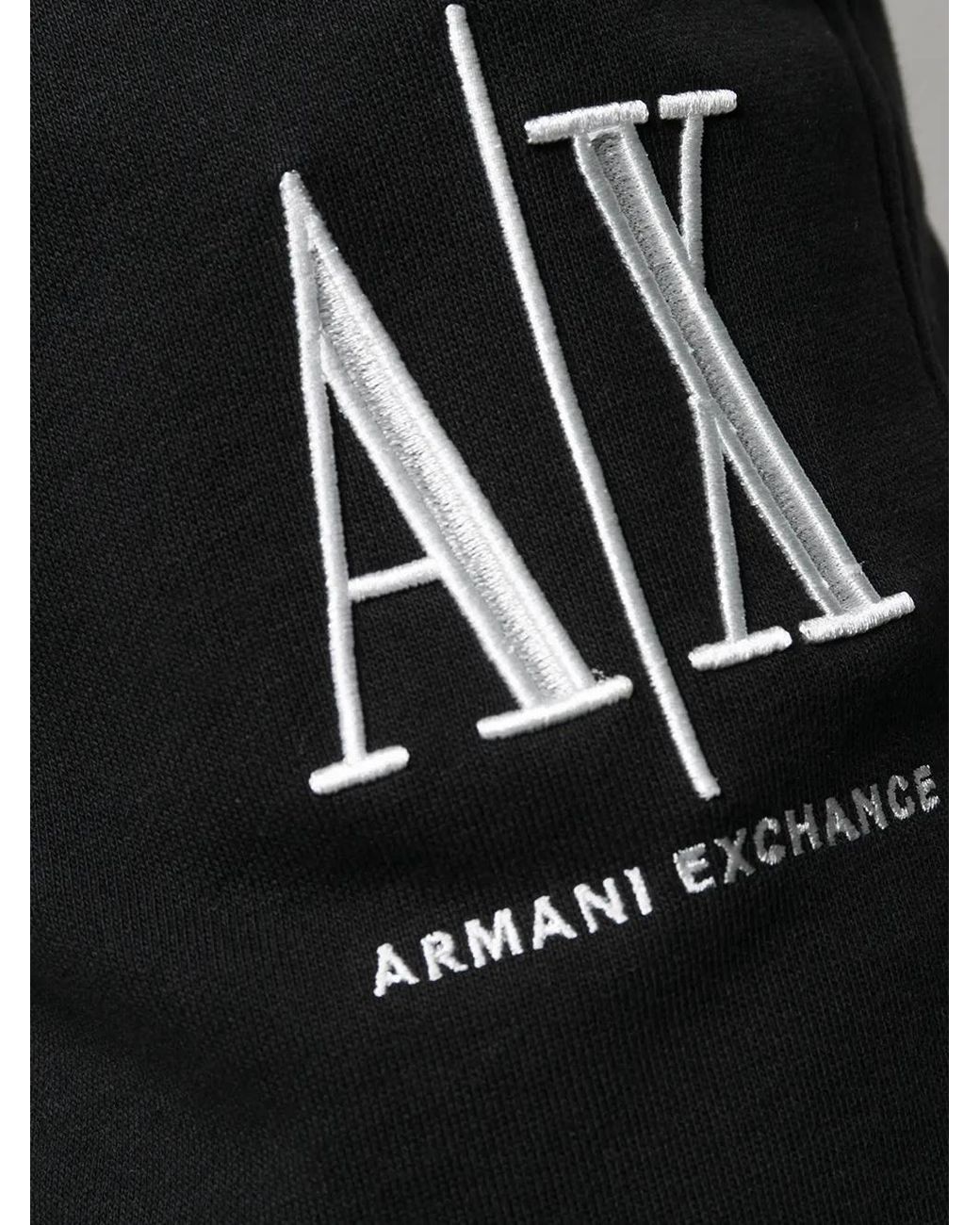 ARMANI EXCHANGE Black Logo-Embroidered Track Shorts for men