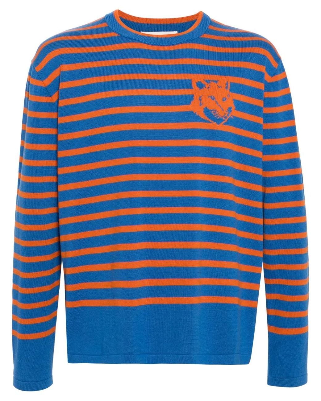 Maison Kitsuné Blue Fox Head-Intarsia Jumper for men