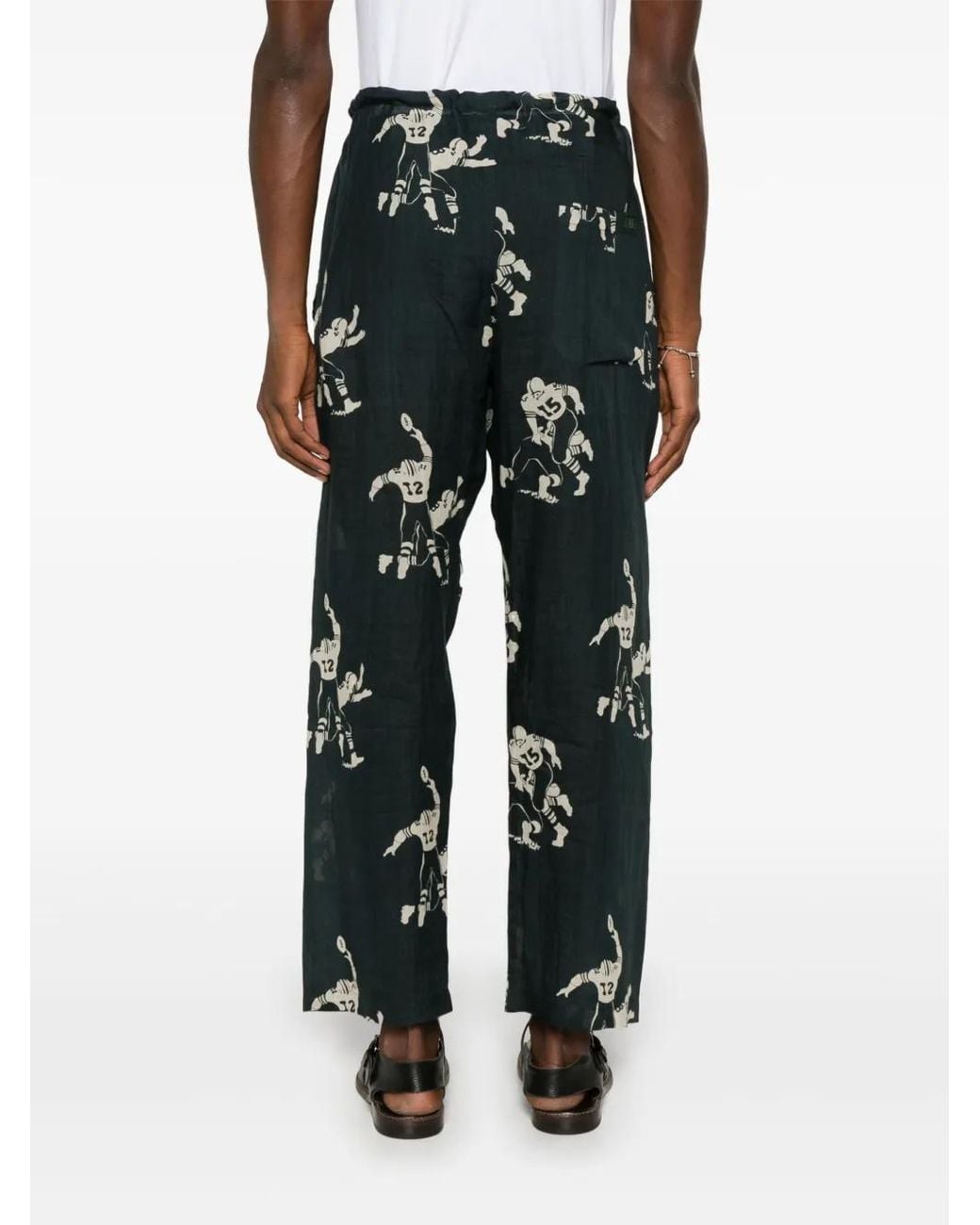 Bode Blue Football-Pattern Trousers for men