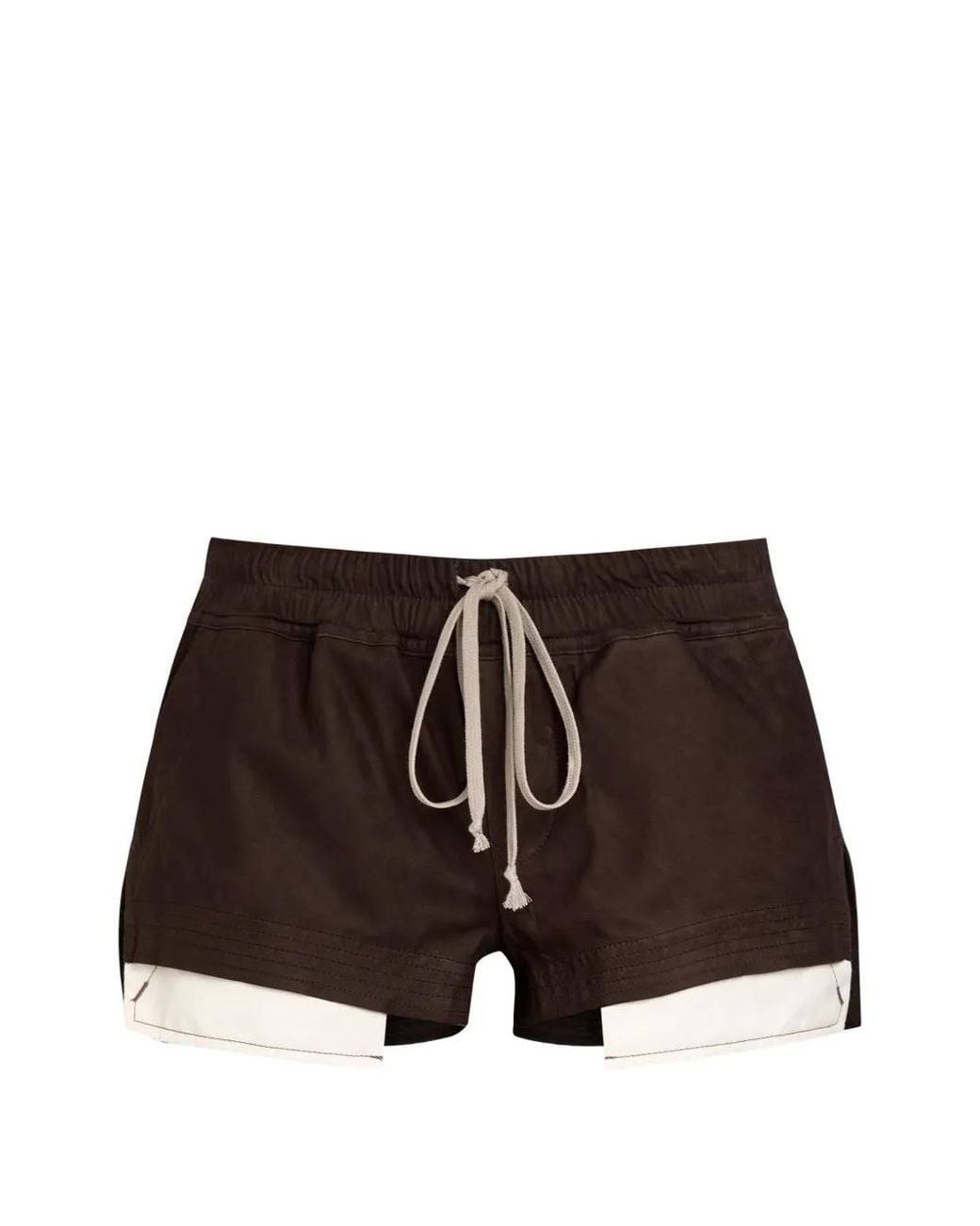 Rick Owens Brown Fog Drawstring Layered Shorts