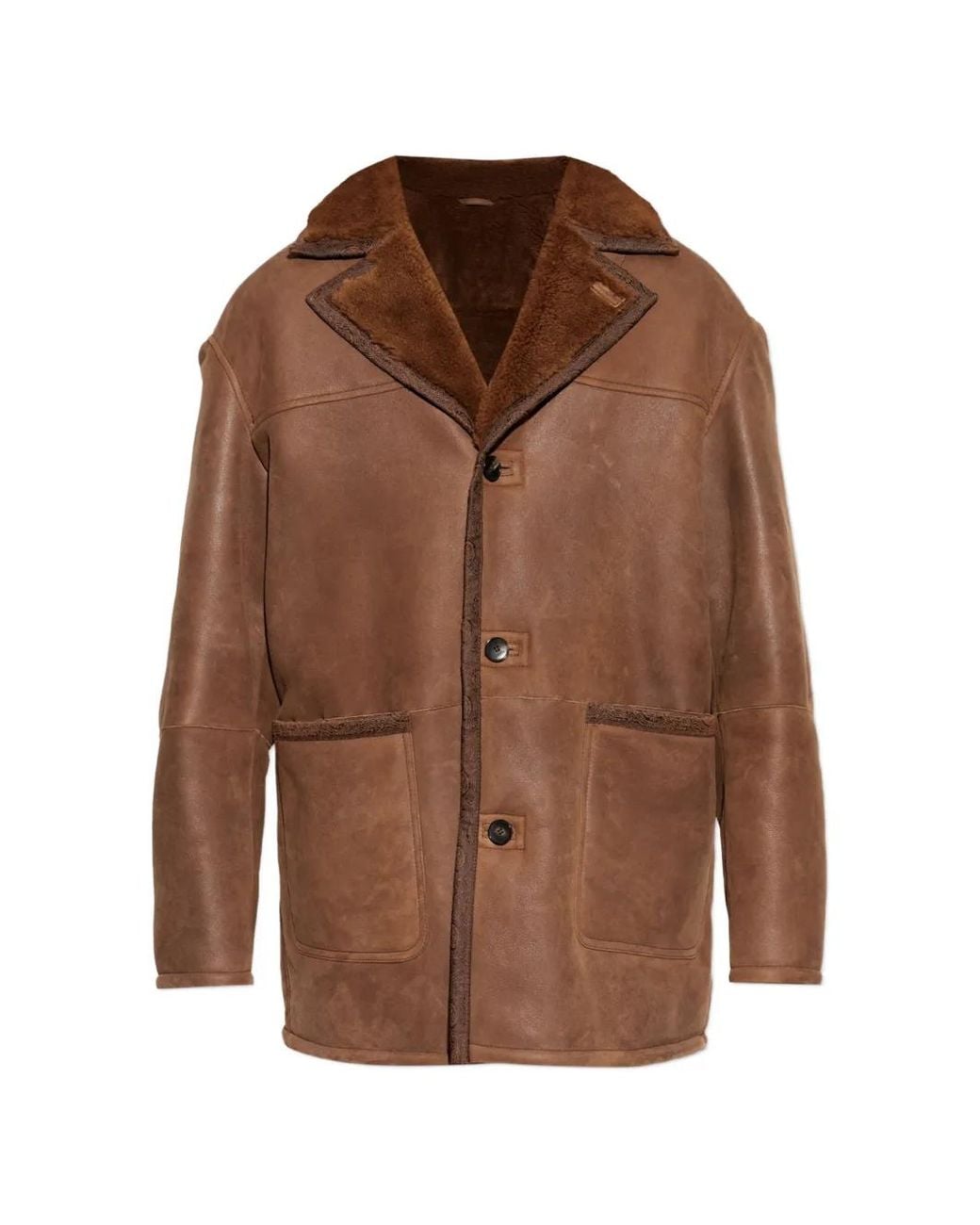 Etro Brown Paisley-Print Coat With Shearling Lining for men