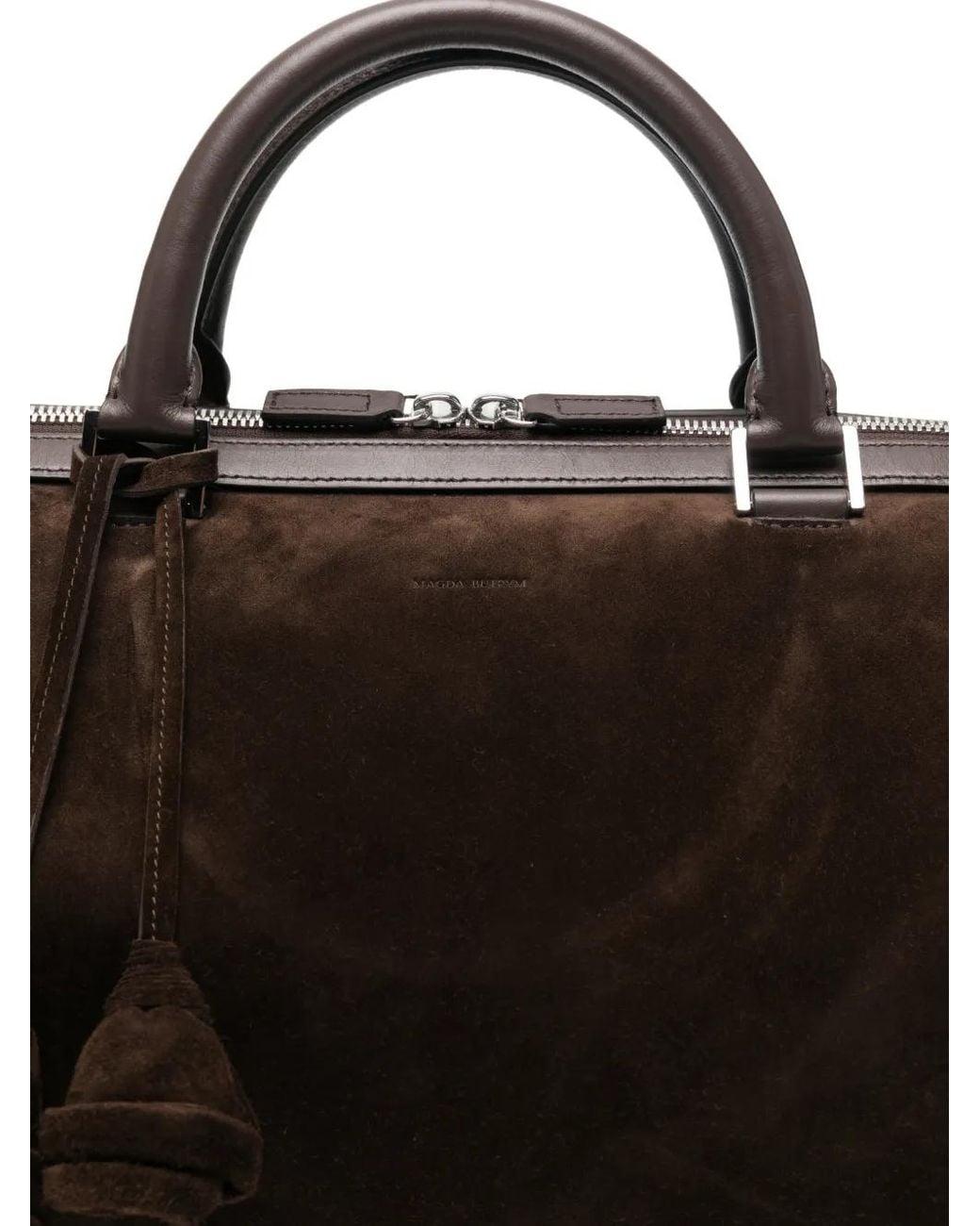 Magda Butrym Black Varsovia Suede-Finish Flower-Detail Tote Bag
