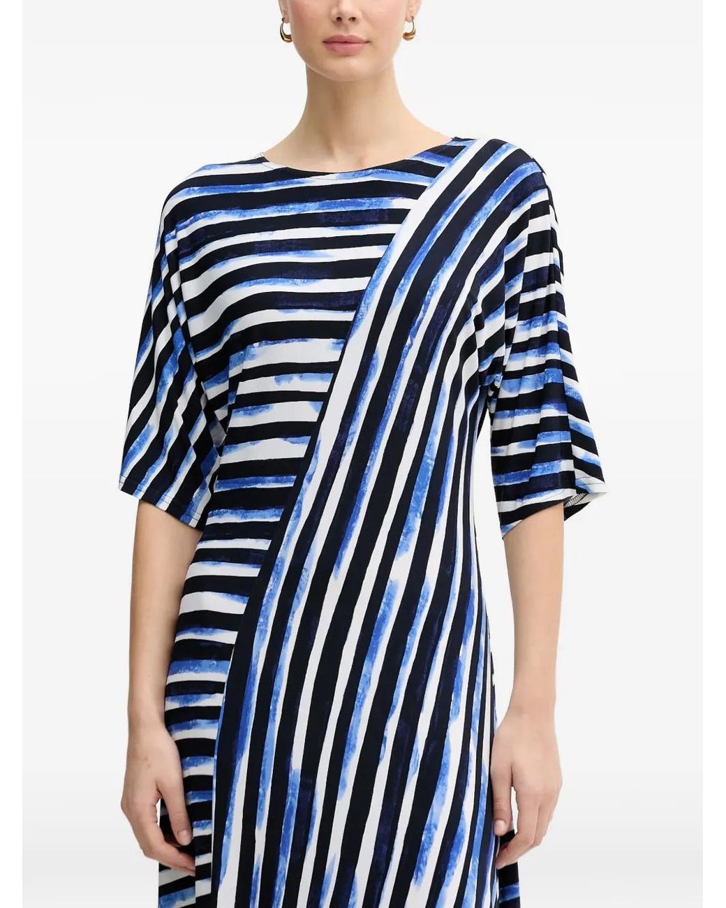 Joseph Ribkoff Blue Striped Midi Dress