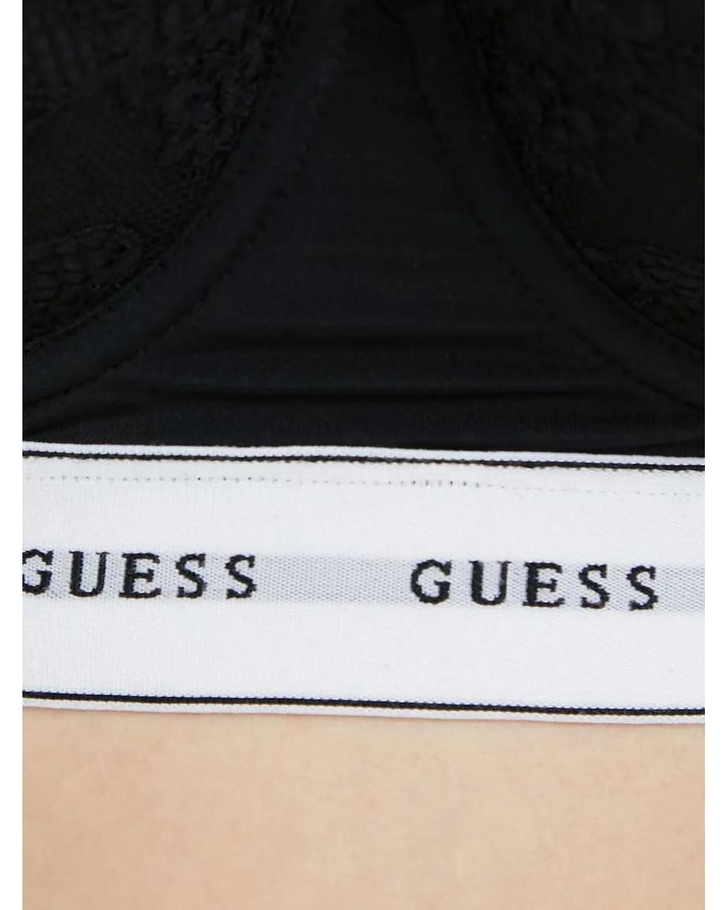 Guess Black Lace-Overlay Logo-Underband Bra