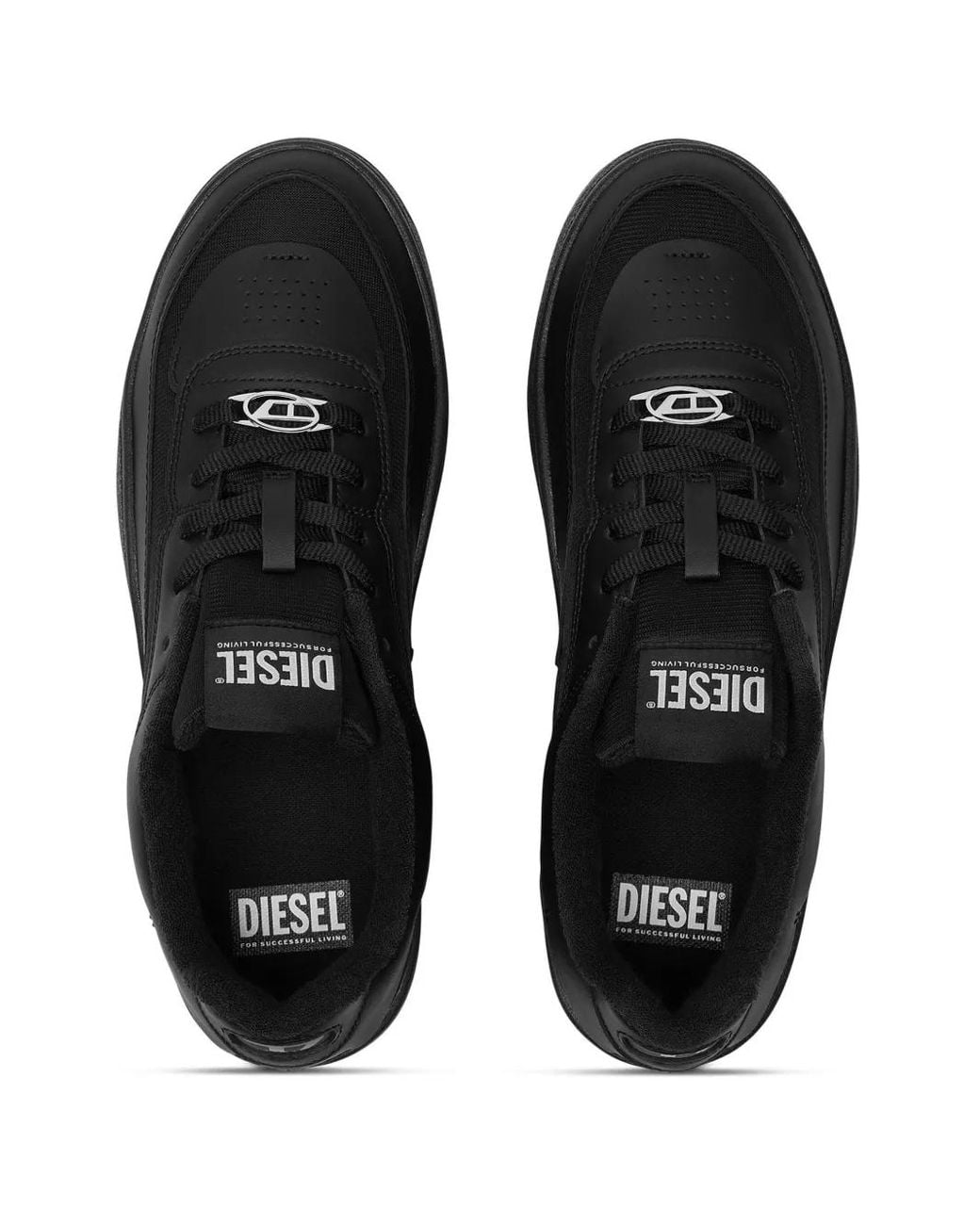 DIESEL Black S-Oval Skate-Fabric-Panelled Leather Sneakers for men