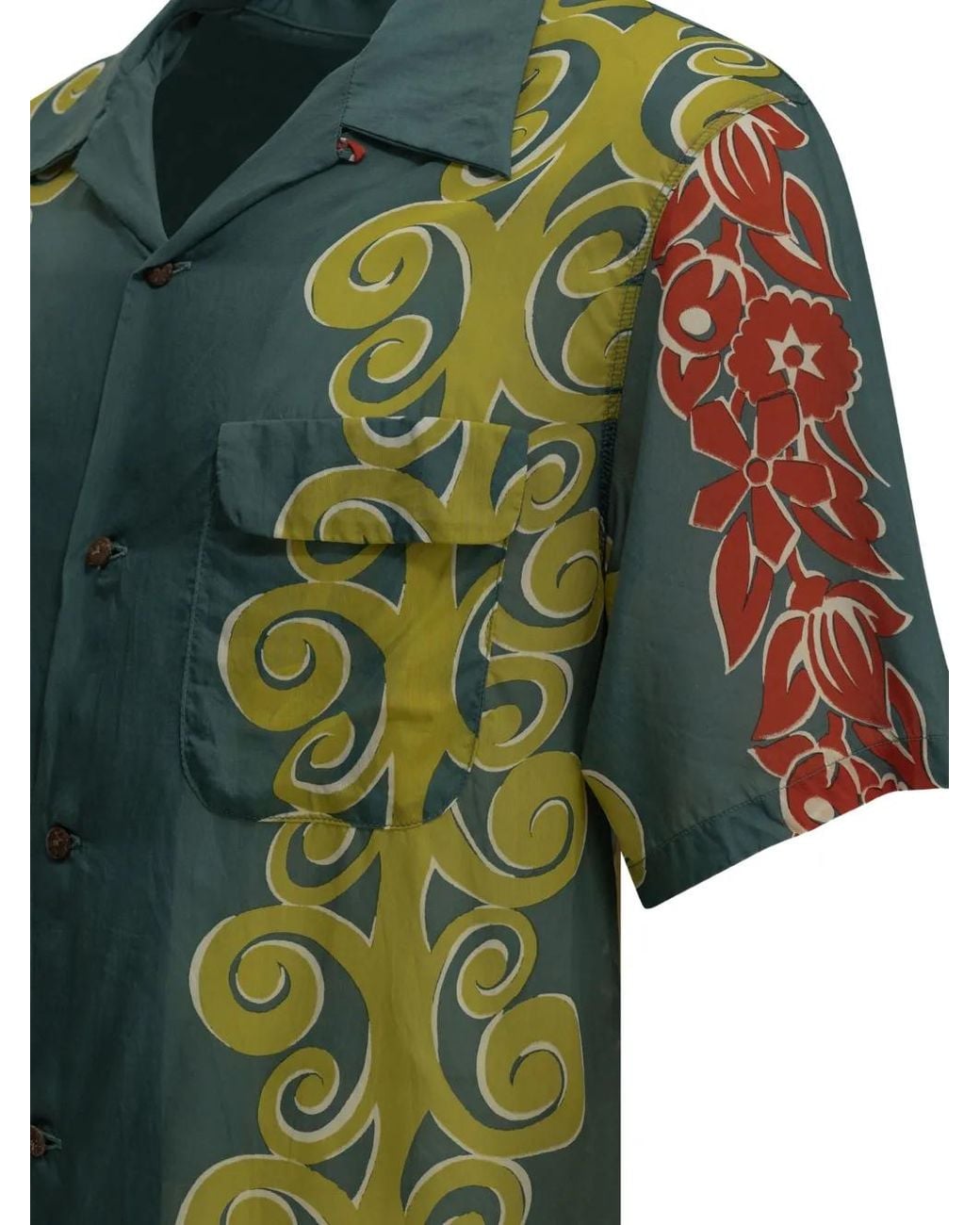 Kapital Green Kona Tree Floral-Print Camp-Collar Shirt for men