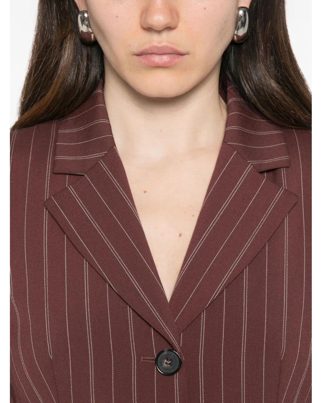 Patrizia Pepe Purple Pinstripe-Pattern Single-Breasted Blazer