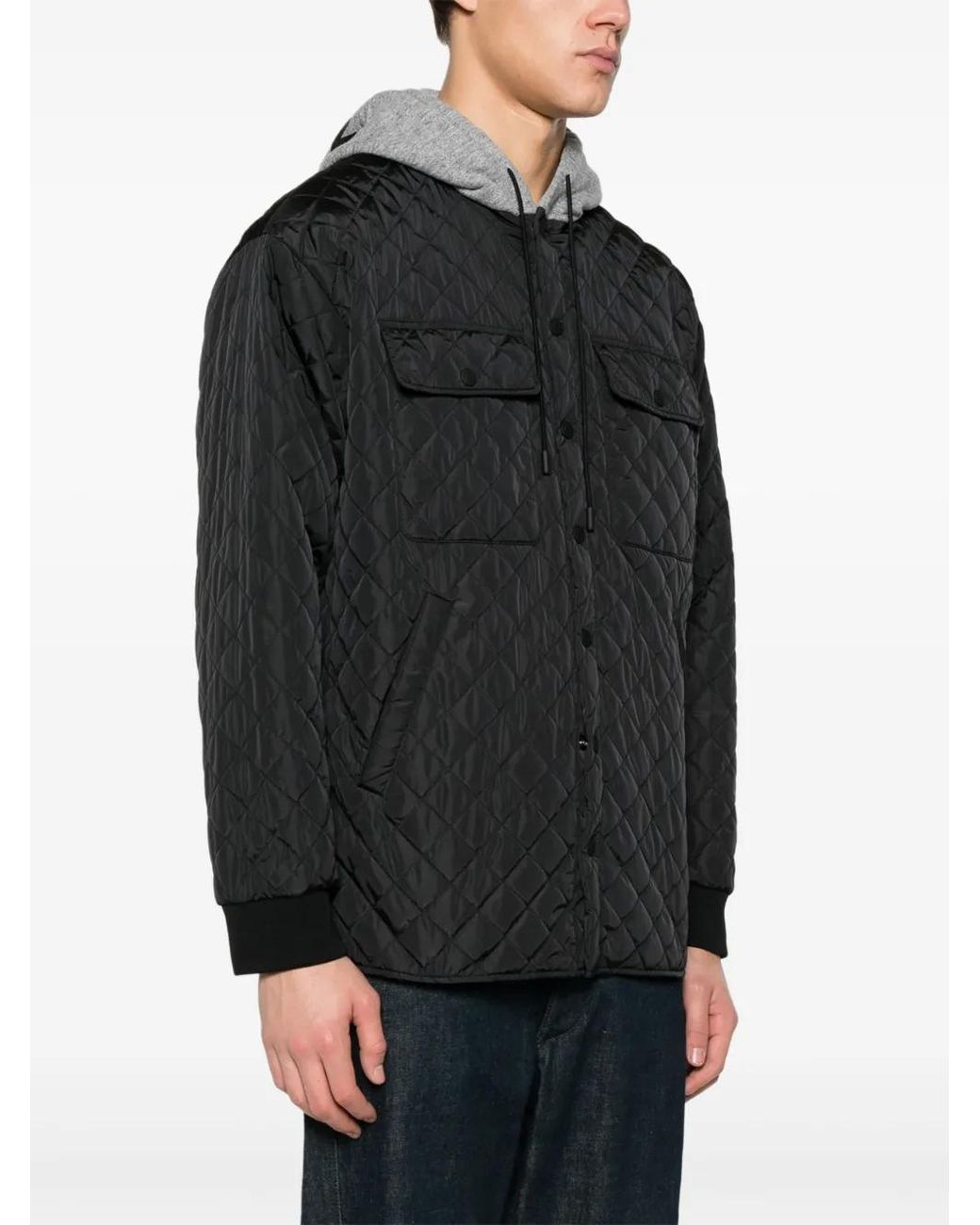 DSquared² Black Quilted Hooded Jacket for men