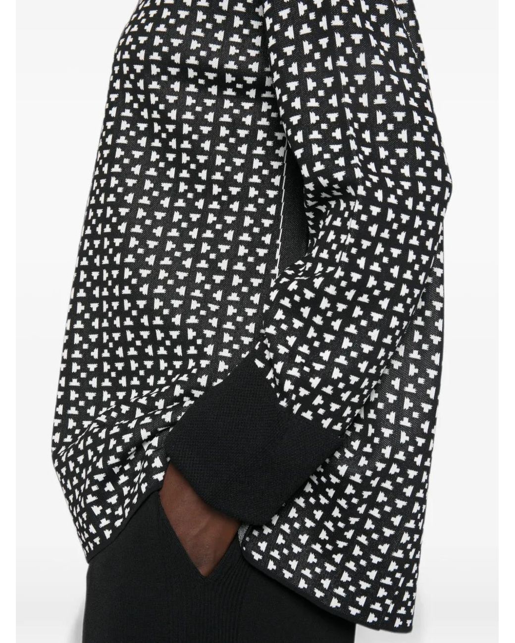 Marina Rinaldi Gray Geometric-Pattern Long-Sleeve Sweater