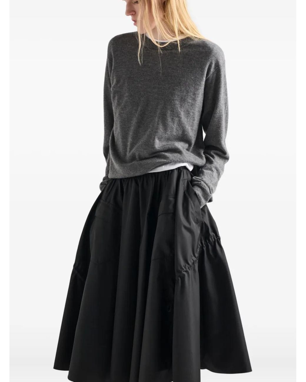 Prada Midi-Rok Met Opgestikte Zak En Trekkoord in het Black