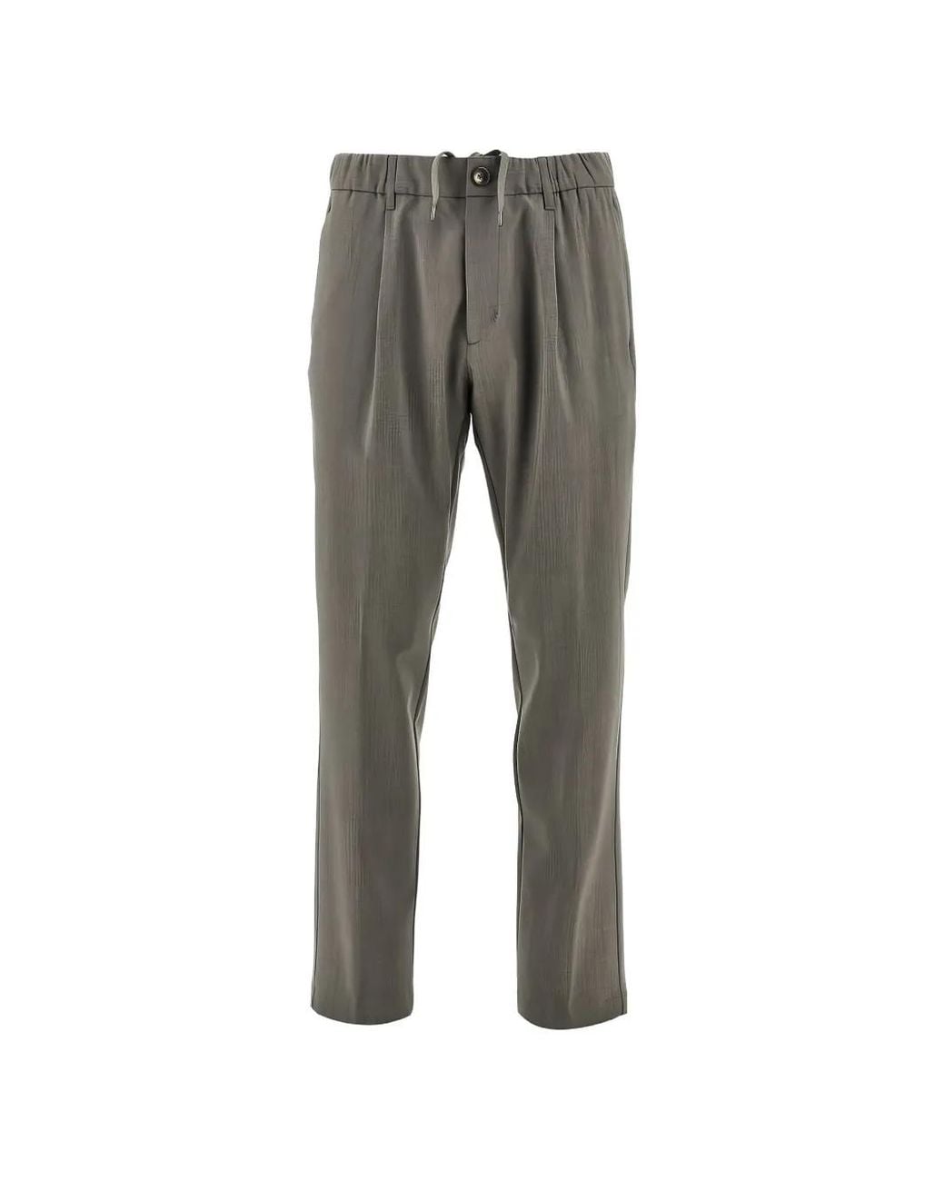Herno Gray Drawstring Pleated Trousers for men