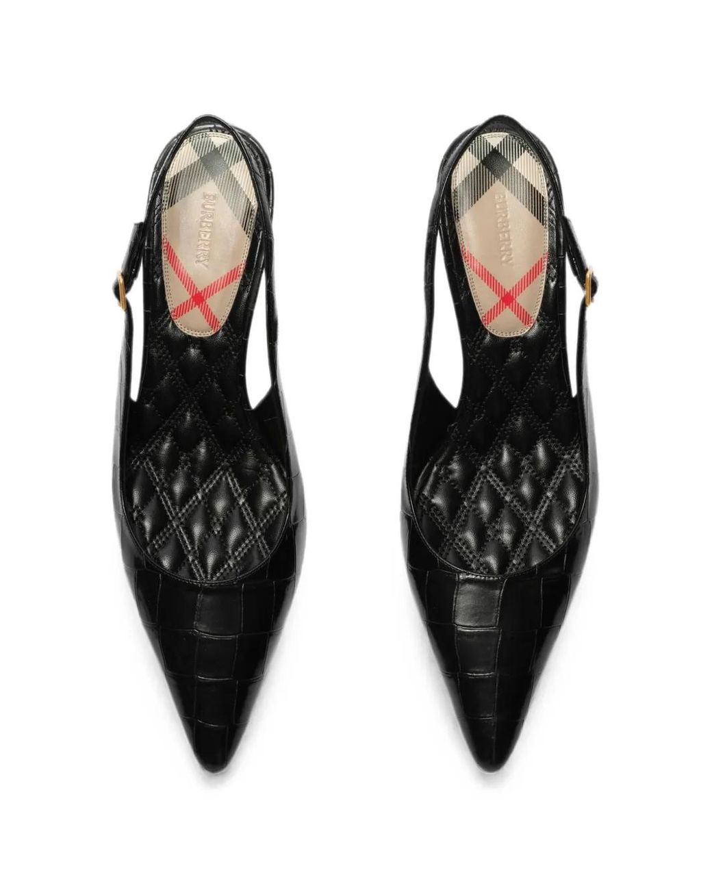 Burberry Black Crocodile-Effect Leather Dame Slingback Pumps