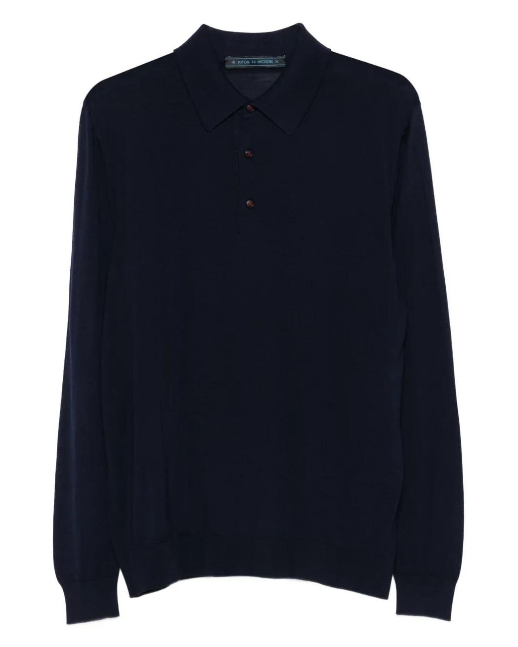 Kiton Blue Long-Sleeve Polo Shirt for men