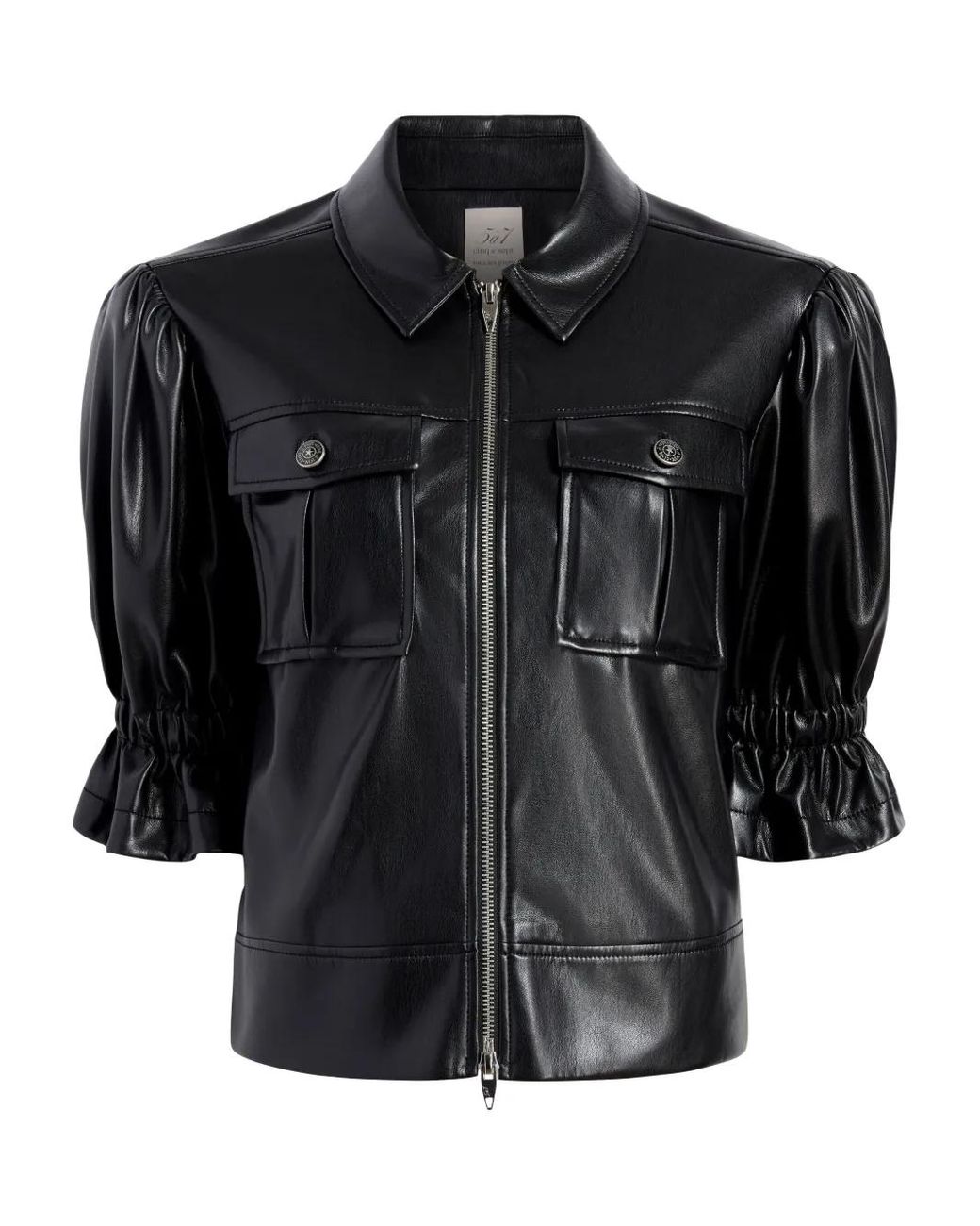 Cinq À Sept Black Holly Cropped Vegan Leather Jacket