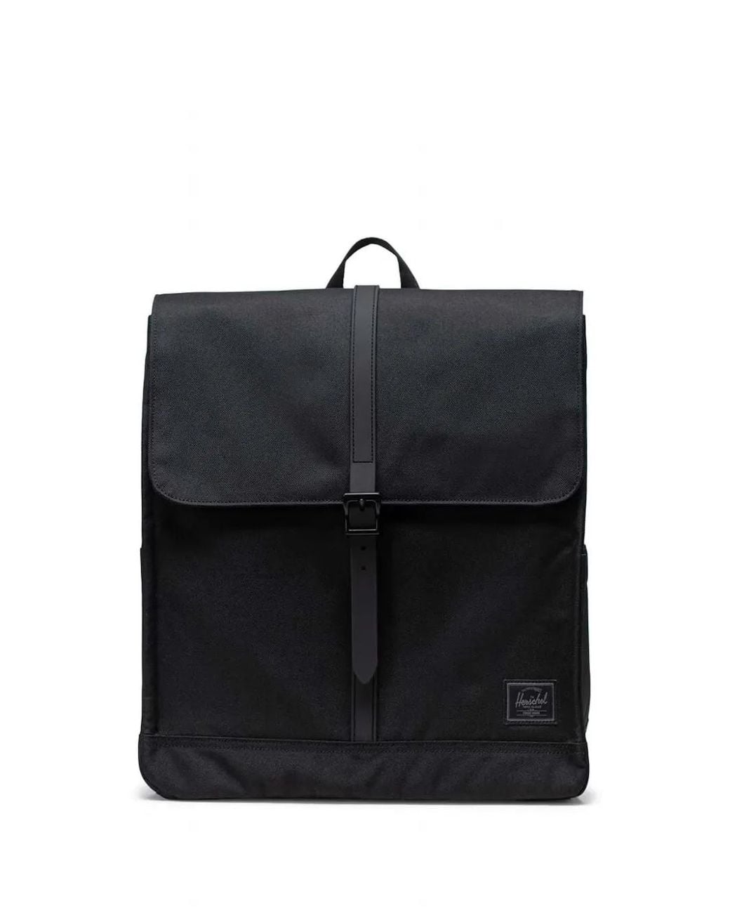 Herschel Supply Co. Black City Buckle-Strap Flap Backpack