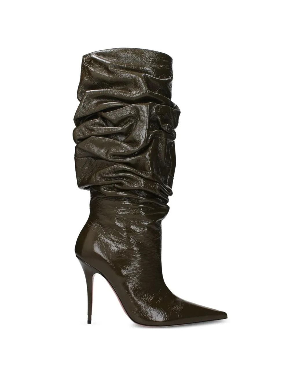 AMINA MUADDI Black Bottines En Cuir Verni À Fronces