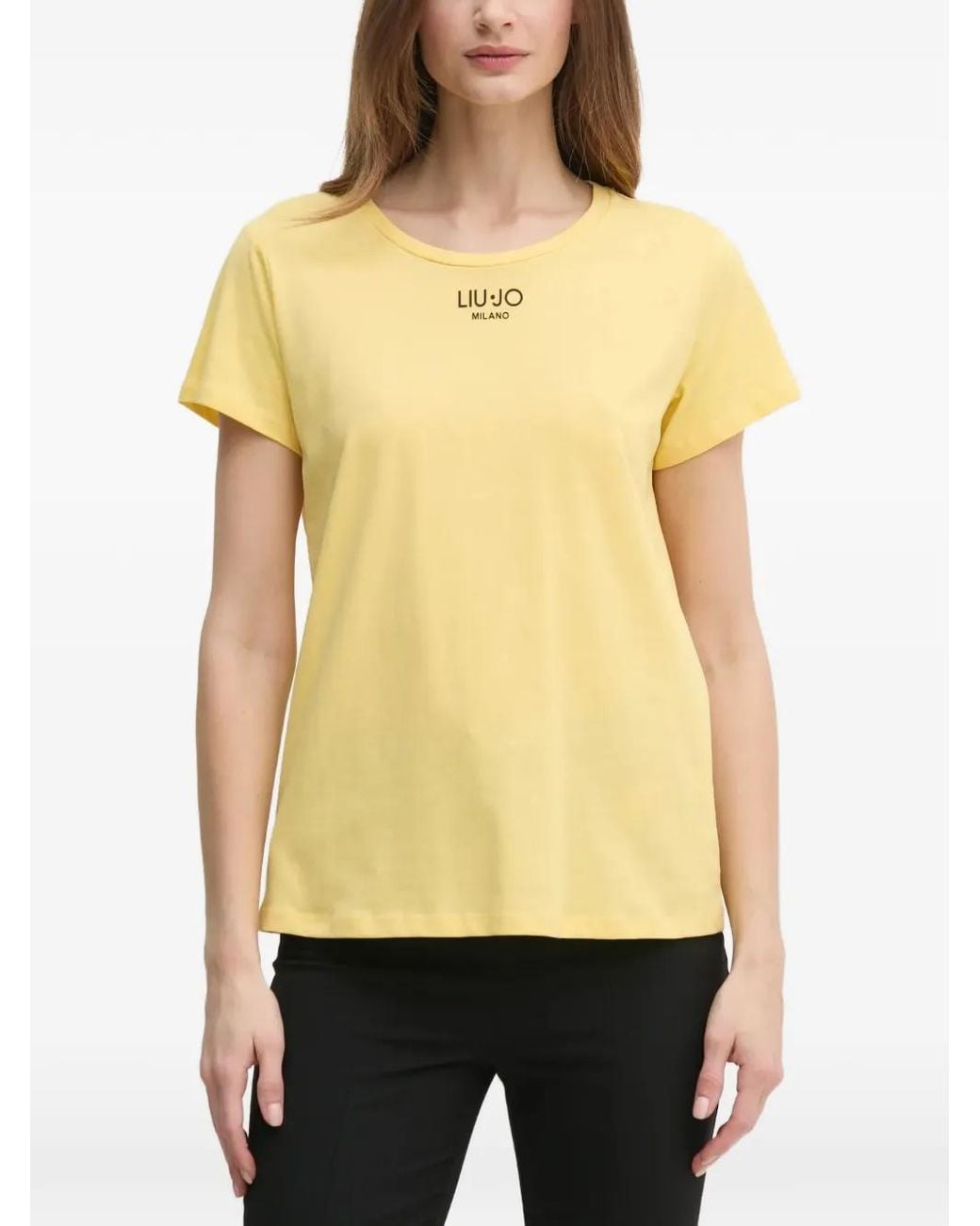 Liu Jo Yellow Logo-Print T-Shirt