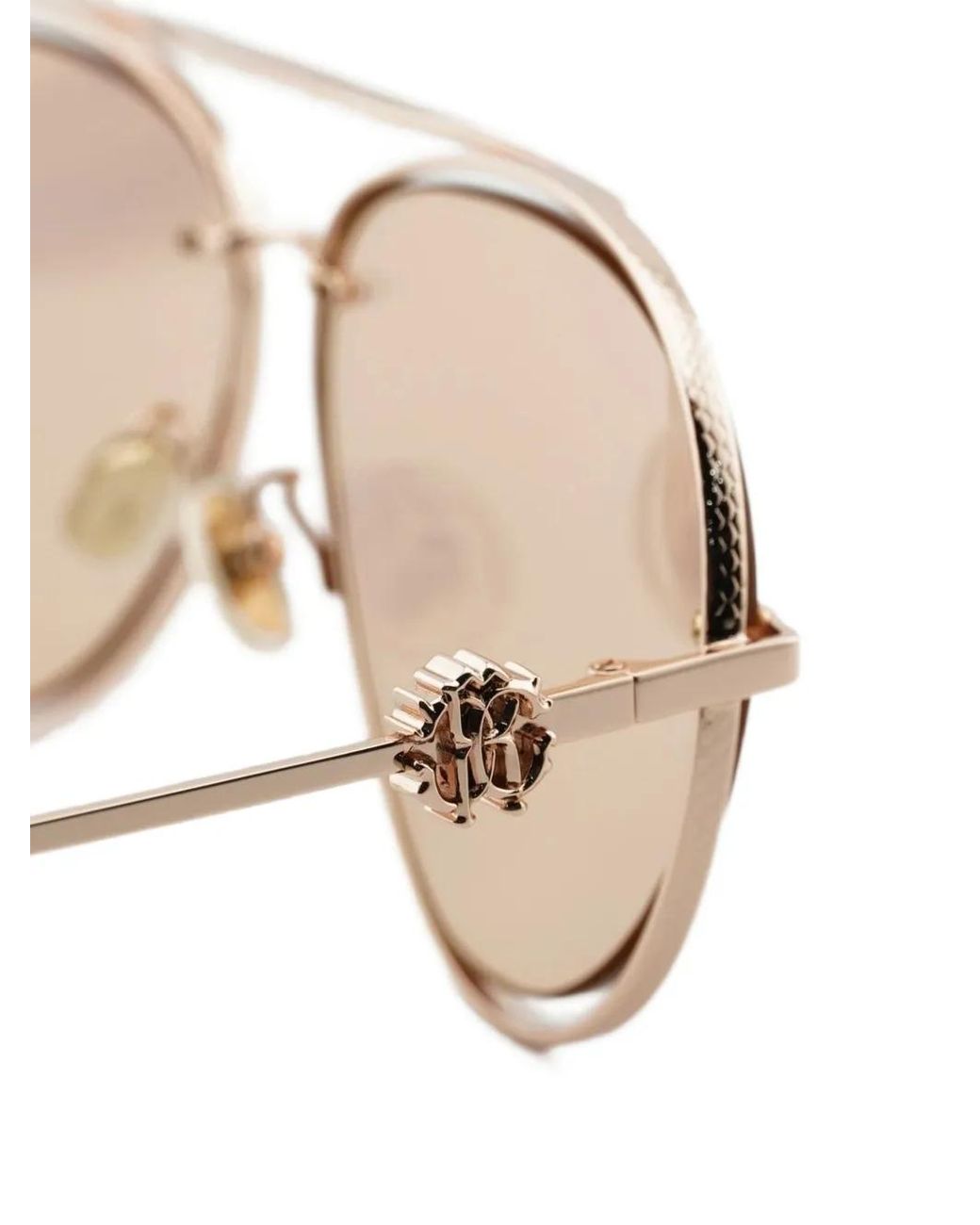 Roberto Cavalli Natural Engraved-Detail Pilot-Frame Sunglasses