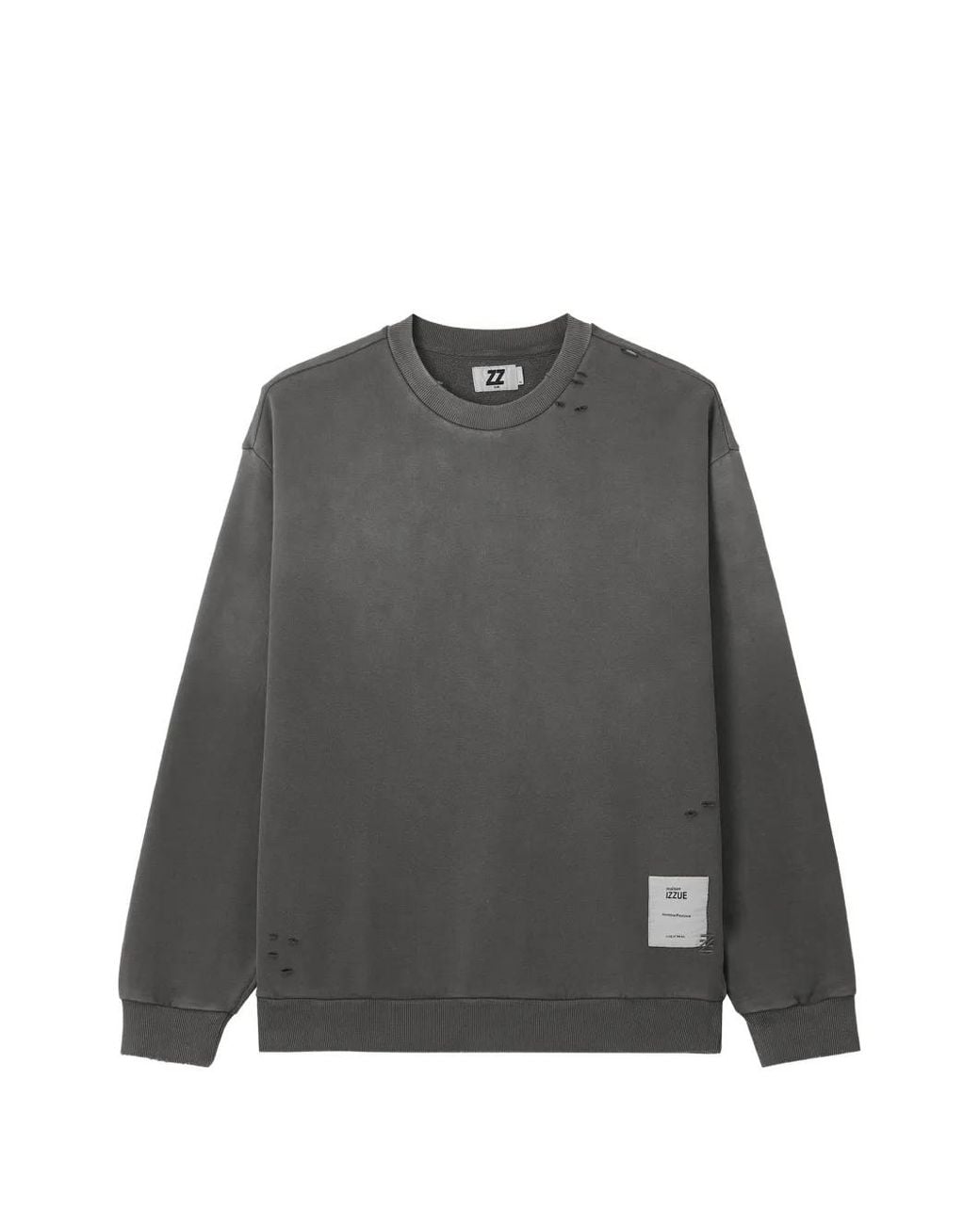 Izzue Gray Distressed Logo-Patch Sweatshirt for men