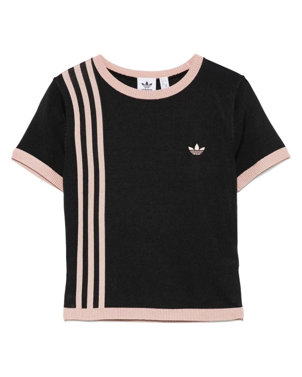 Adidas Black Knitted 3-Stripes T-Shirt
