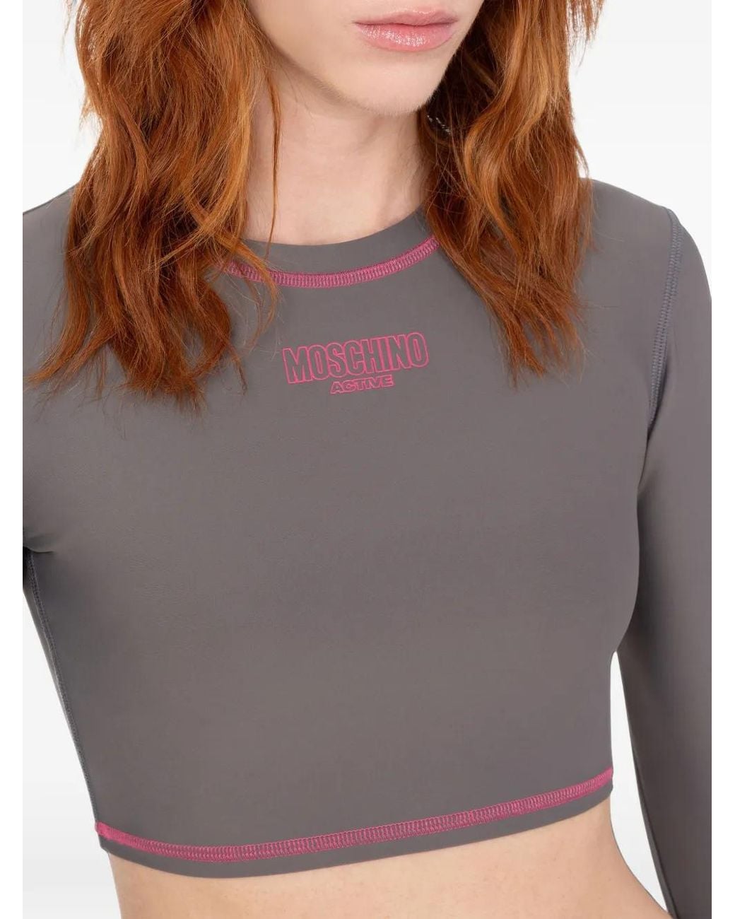 Moschino Gray Technical Fabric Crop Top
