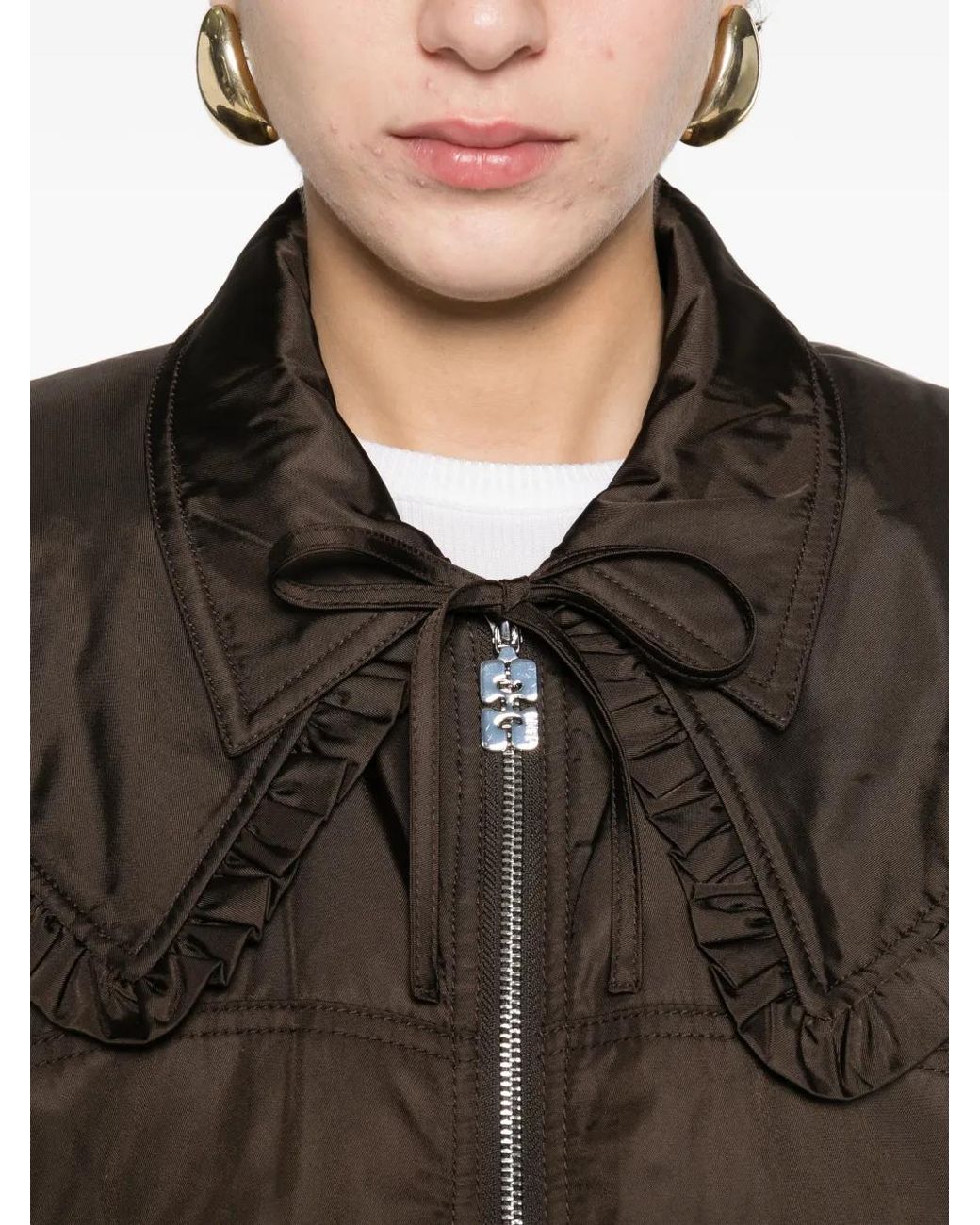 Autry Brown Ruffled-Detail Pocket Jacket