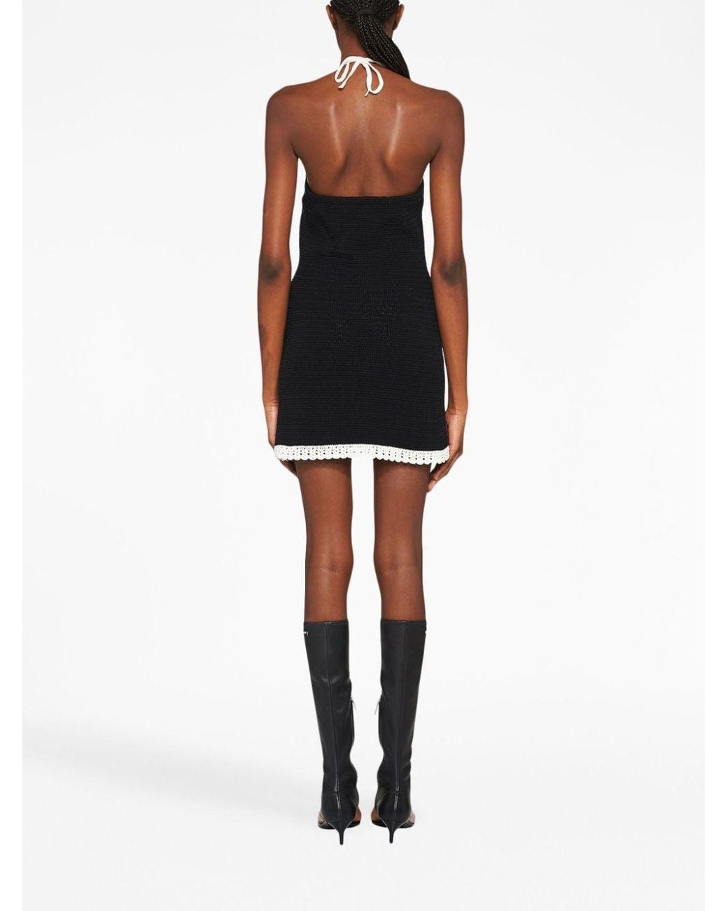 Miu Miu Crochet knit Logo patch Minidress in Black Lyst Australia
