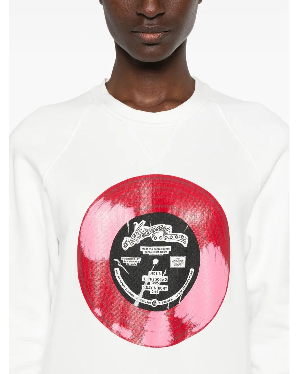KENZO White Sounds Graphic-Print Raglan-Sleeve Sweatshirt