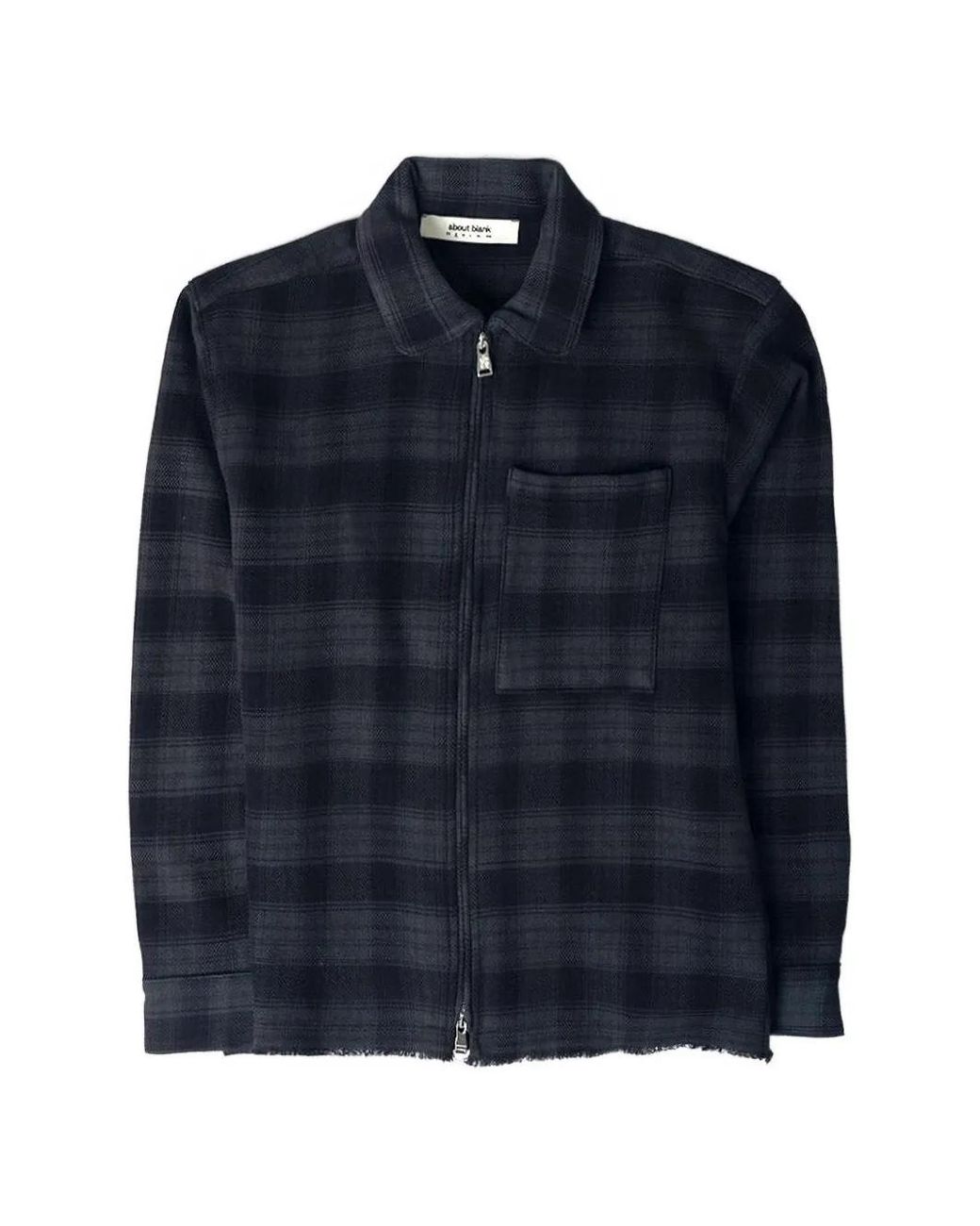 About Blank Blue Plaid-Pattern Zipped Shirt for men