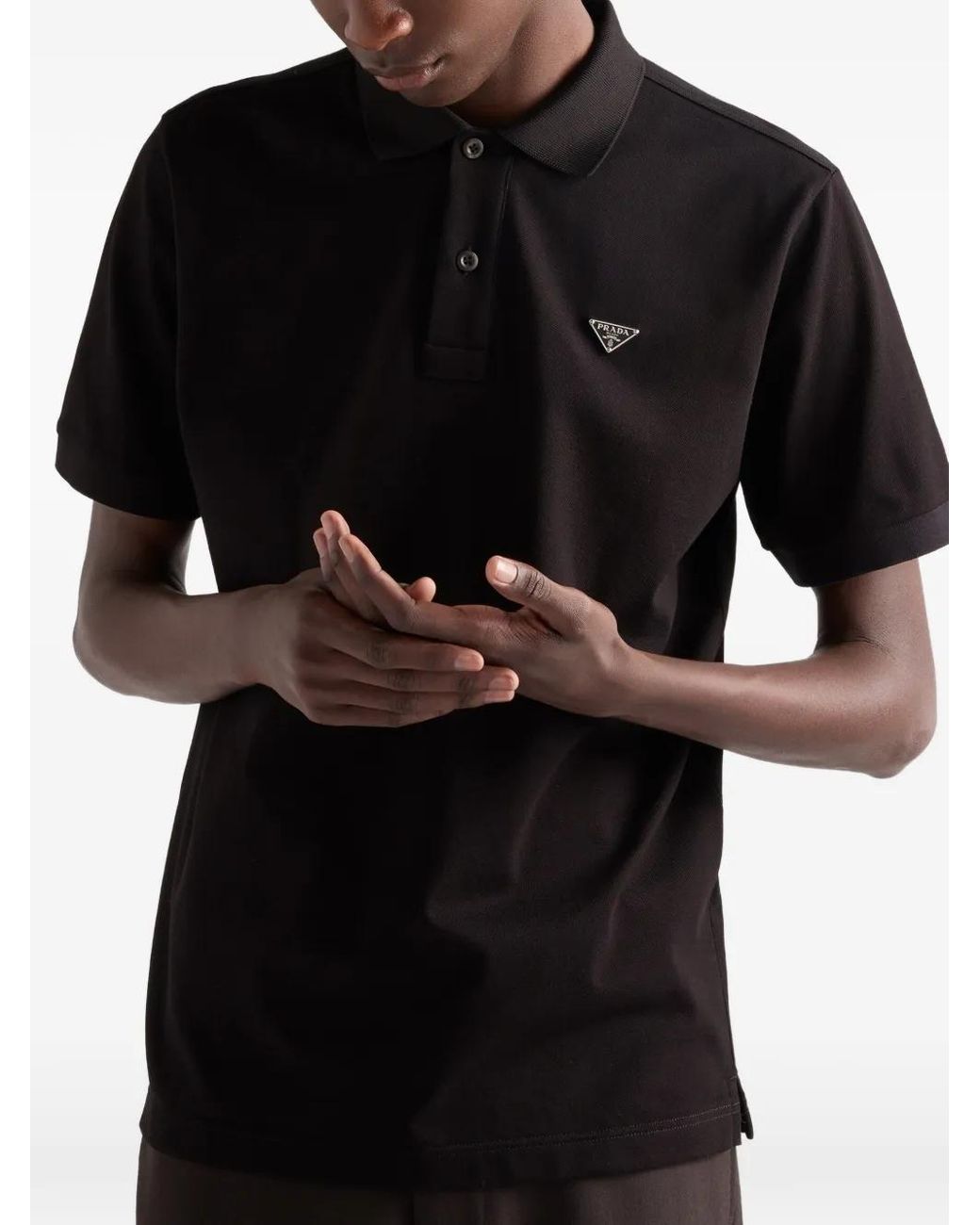Prada Black Polo En Piqué for men